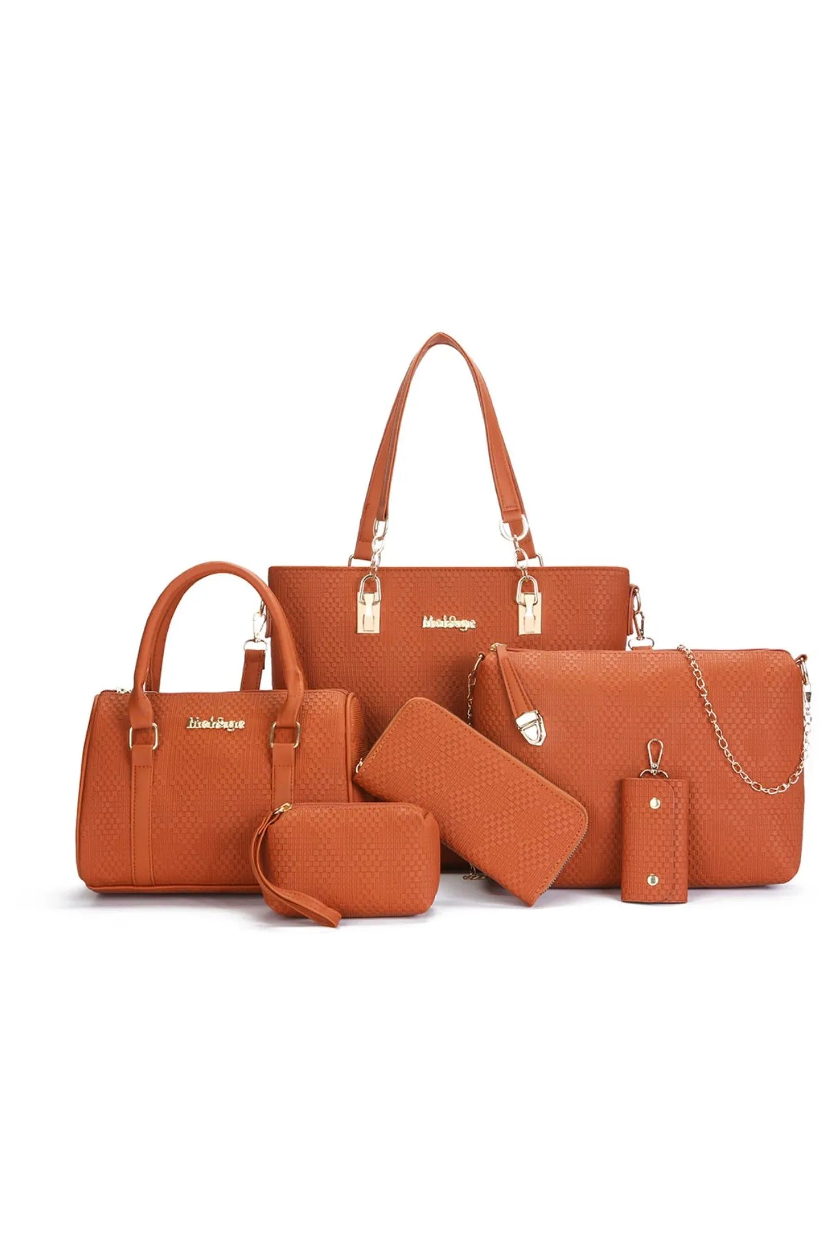 6-Piece Leather Textured Bag Set-Stay Foxy Boutique, Florissant, Missouri