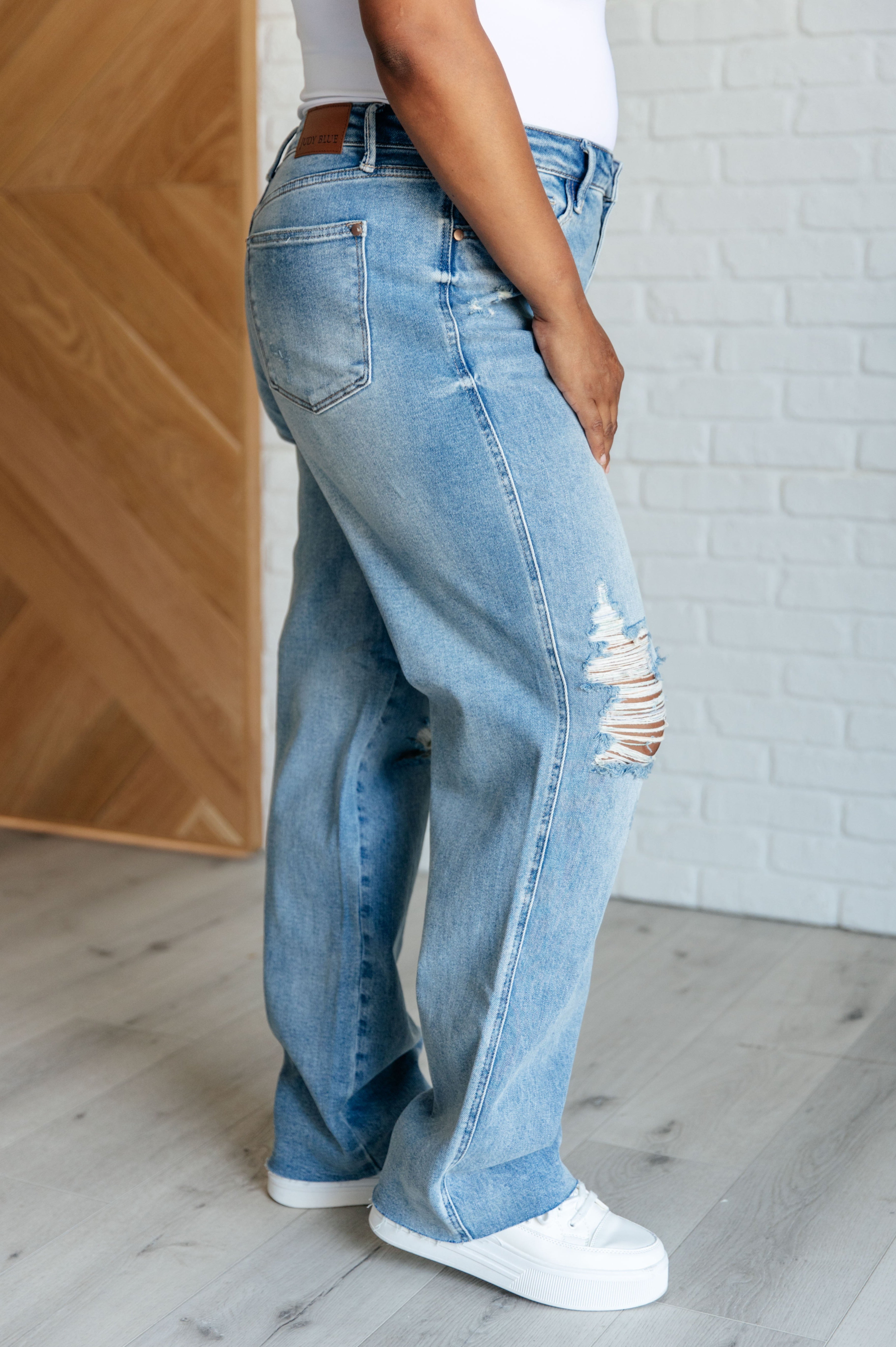 Ramona High Rise Rigid Magic Destroyed Straight Jeans-Womens-Stay Foxy Boutique, Florissant, Missouri