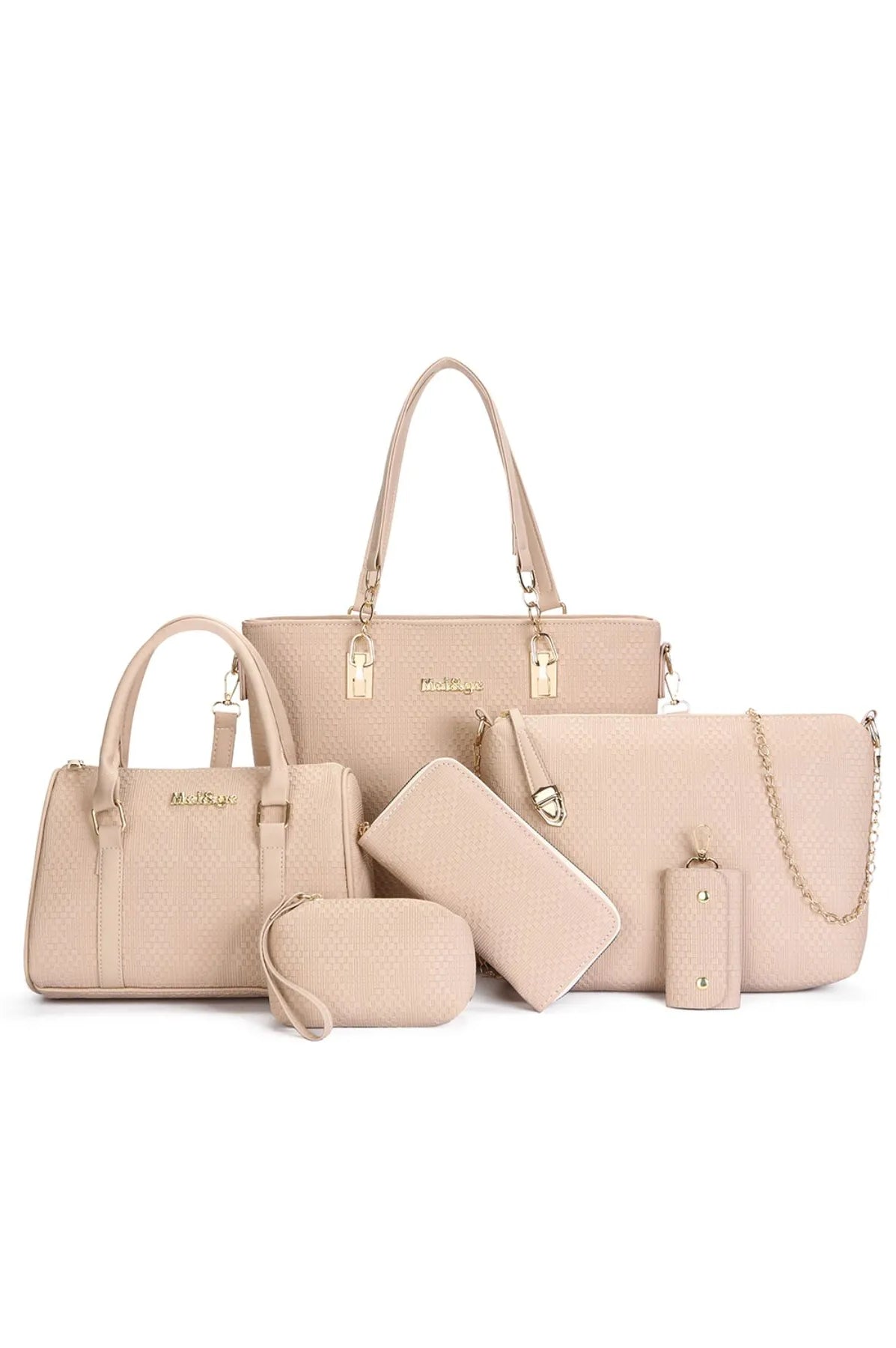 6-Piece Leather Textured Bag Set-Stay Foxy Boutique, Florissant, Missouri