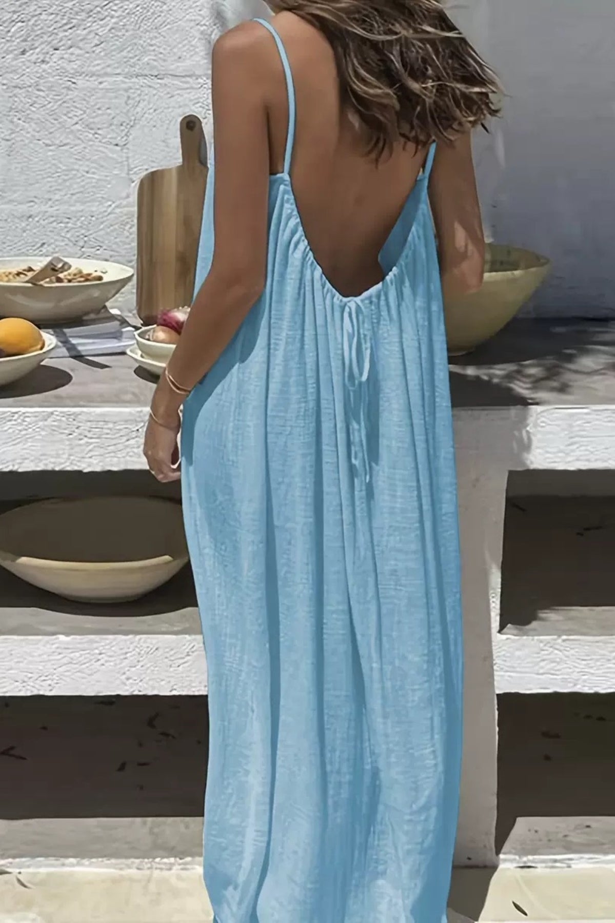 Full Size Backless Scoop Neck Maxi Dress Plus Size-Stay Foxy Boutique, Florissant, Missouri