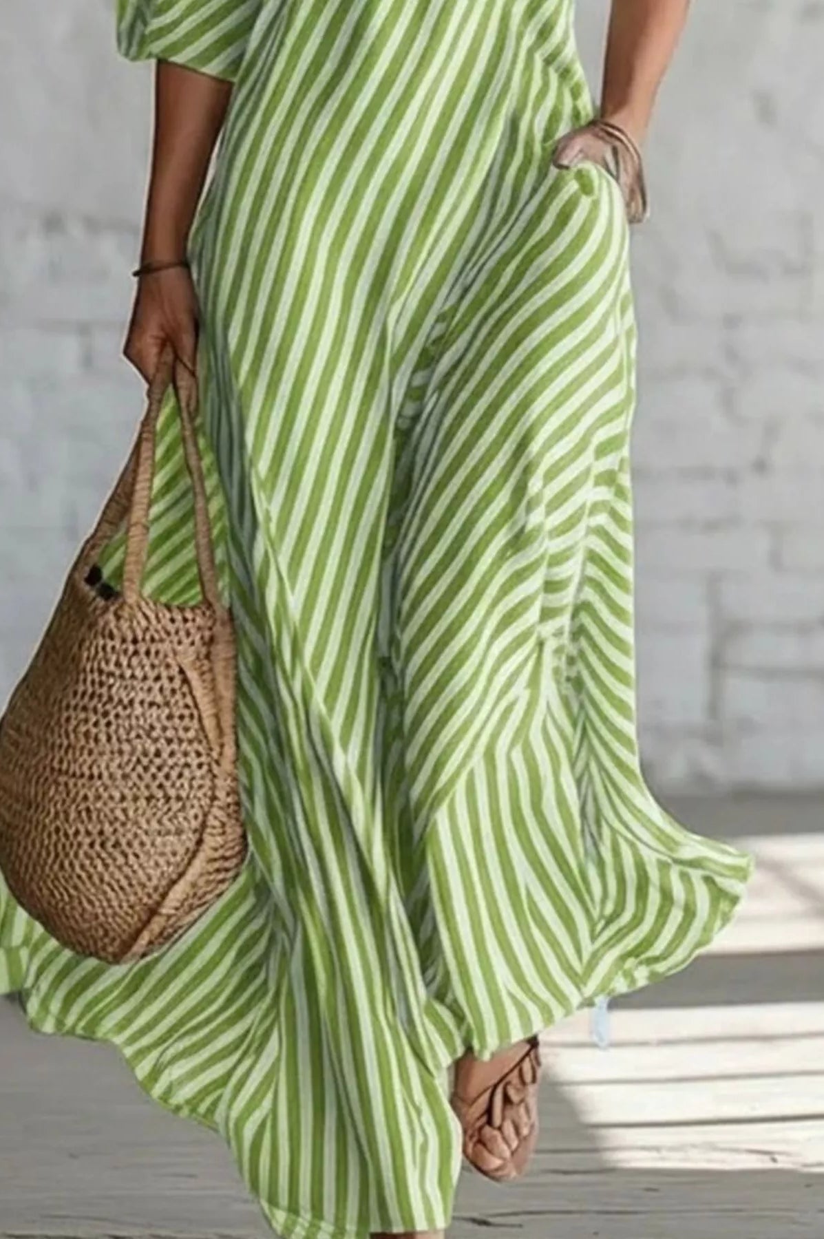 Full Size Striped One-Shoulder Casual Maxi Dress Plus Size-Stay Foxy Boutique, Florissant, Missouri