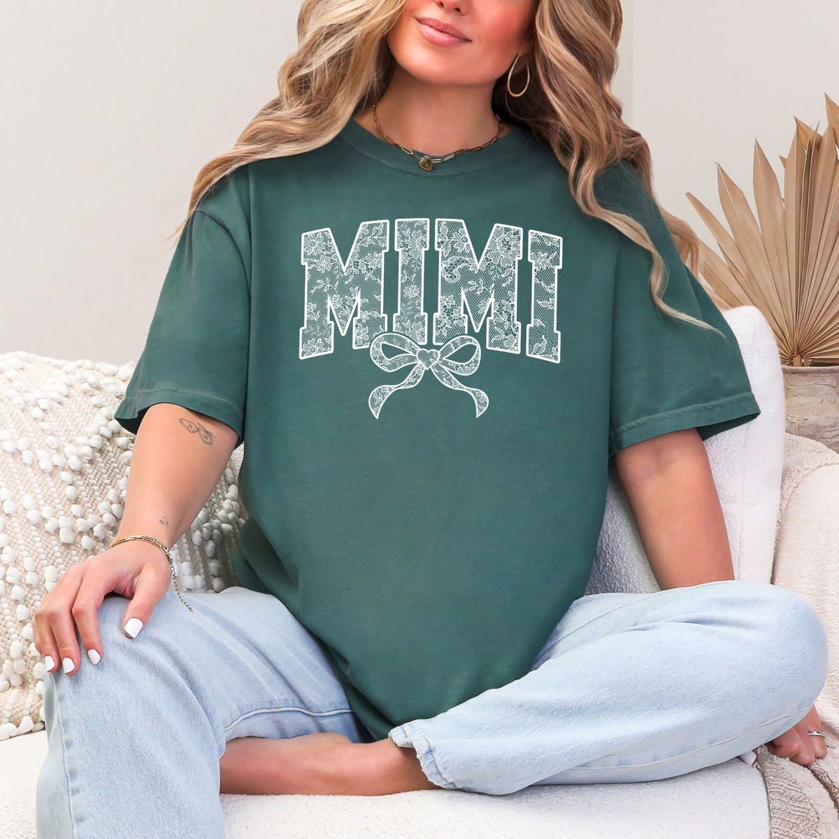 Lace Names Graphic Tee in Spruce-Womens-Stay Foxy Boutique, Florissant, Missouri