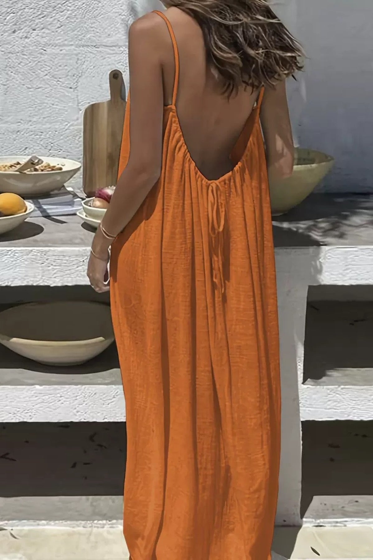 Full Size Backless Scoop Neck Maxi Dress Plus Size-Stay Foxy Boutique, Florissant, Missouri