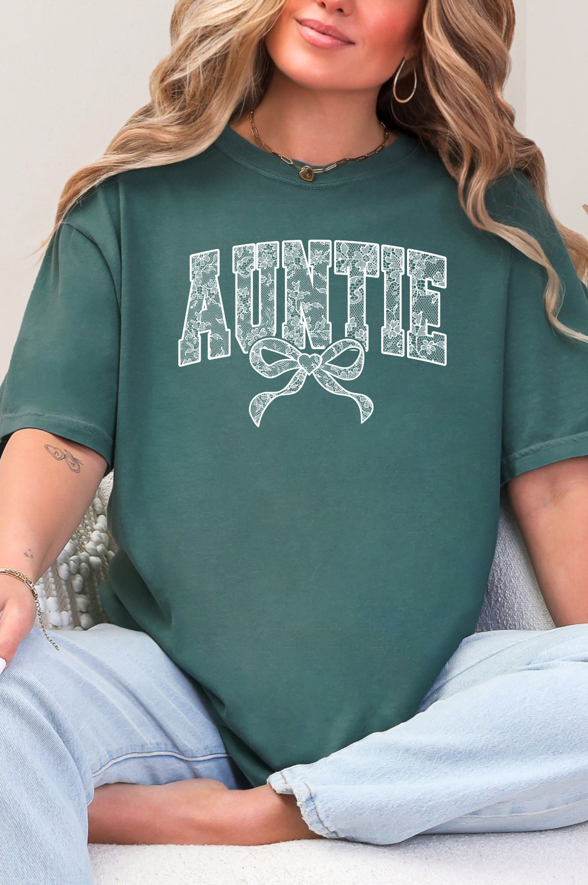 Lace Names Graphic Tee in Spruce-Womens-Stay Foxy Boutique, Florissant, Missouri