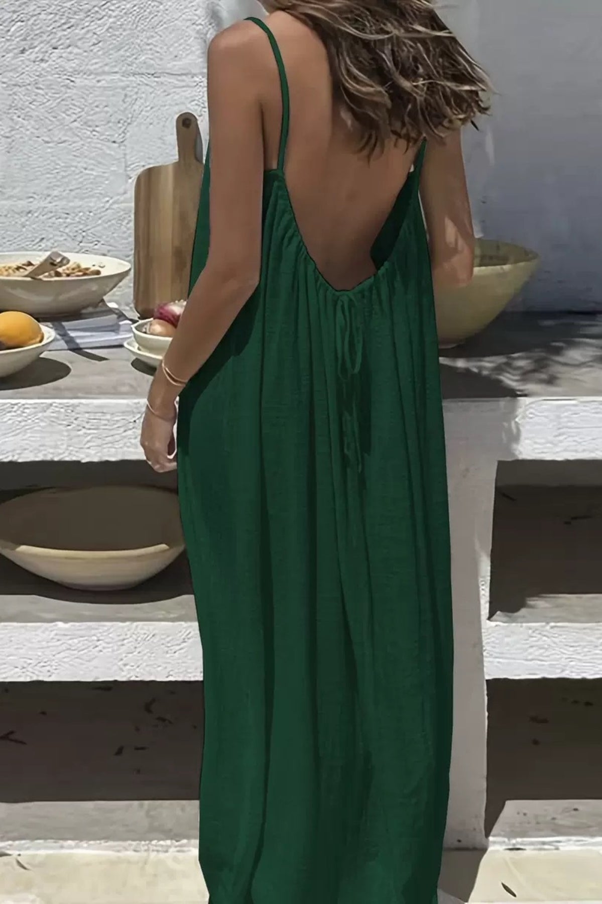 Full Size Backless Scoop Neck Maxi Dress Plus Size-Stay Foxy Boutique, Florissant, Missouri