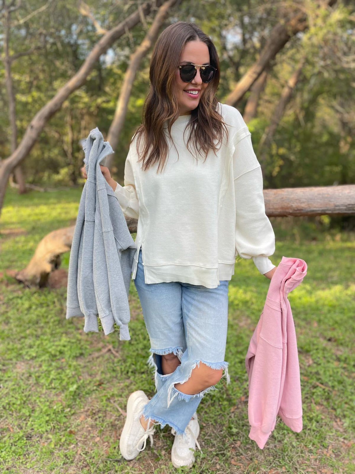 PREORDER: Thinking It Over Waffle Knit Pullover in Three Colors-Womens-Stay Foxy Boutique, Florissant, Missouri