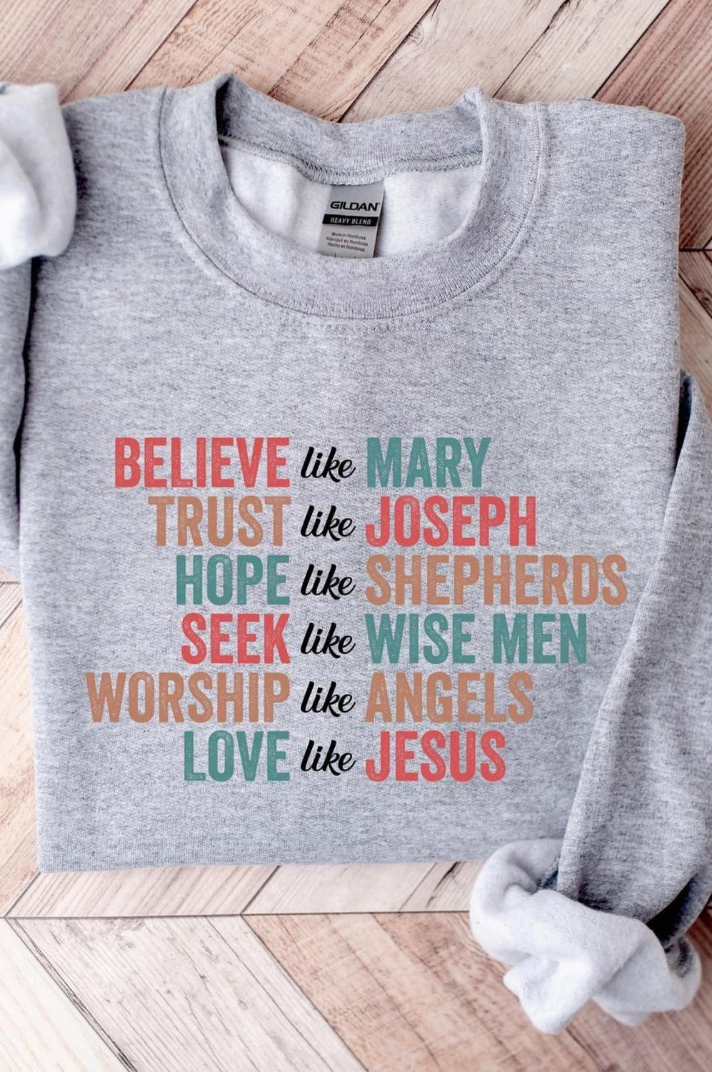 Believe Like Mary Graphic T-Graphic T-Stay Foxy Boutique, Florissant, Missouri