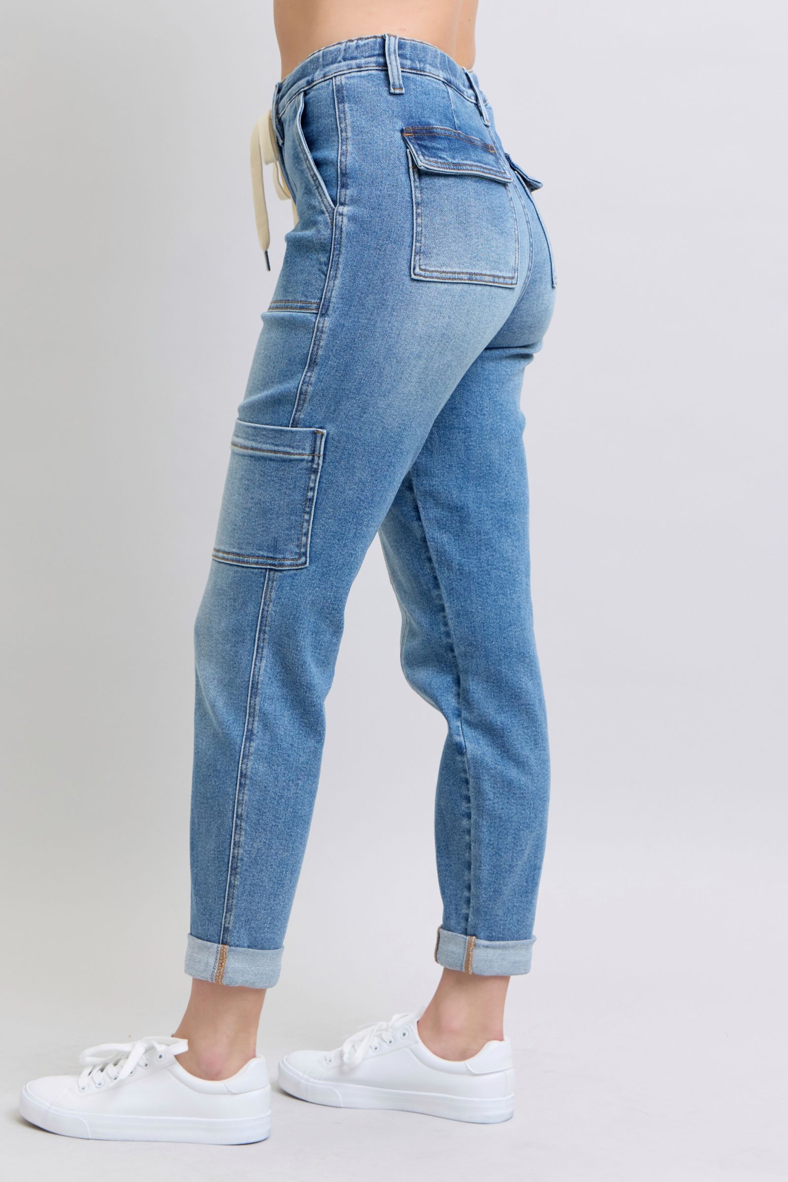 Clayton High Rise Cuffed Cargo Denim Jogger-Womens-Stay Foxy Boutique, Florissant, Missouri