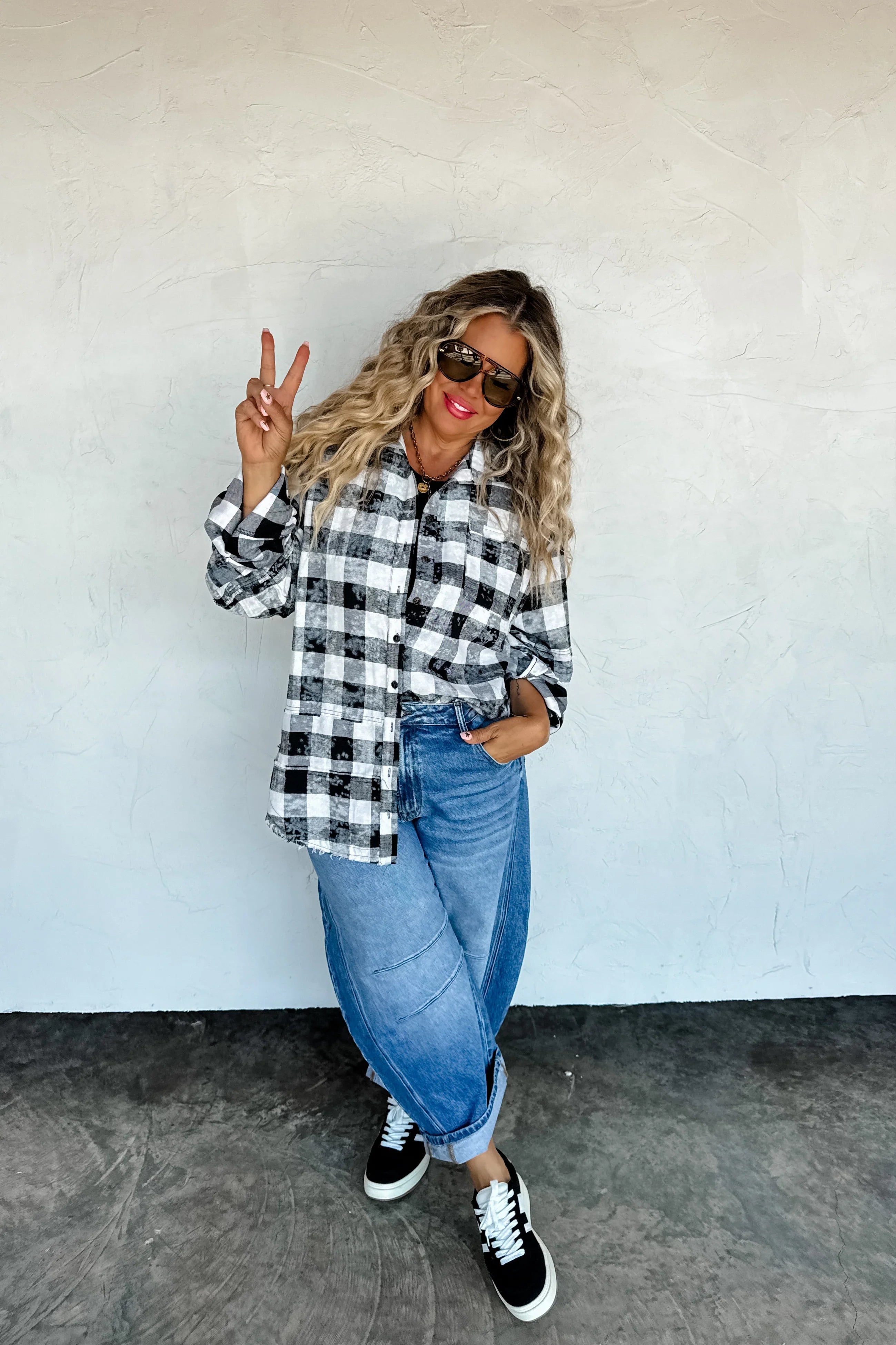 PREORDER: Juniper Bleached Plaid Top-Womens-Stay Foxy Boutique, Florissant, Missouri