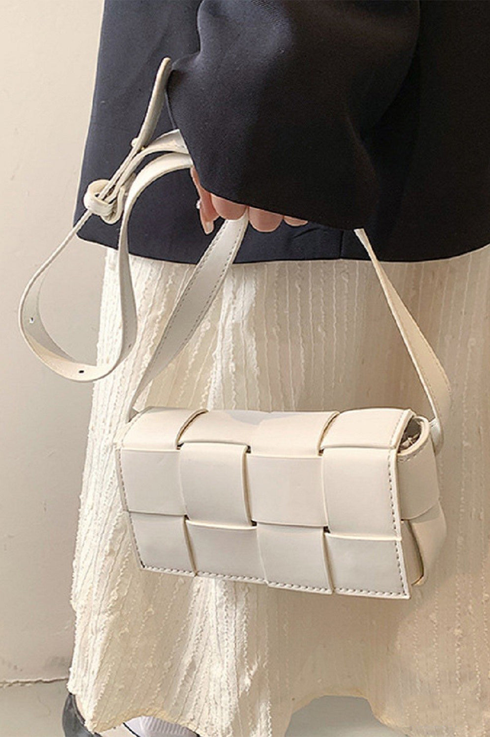Zenana Vegan Leather Woven Crossbody Bag-Stay Foxy Boutique, Florissant, Missouri