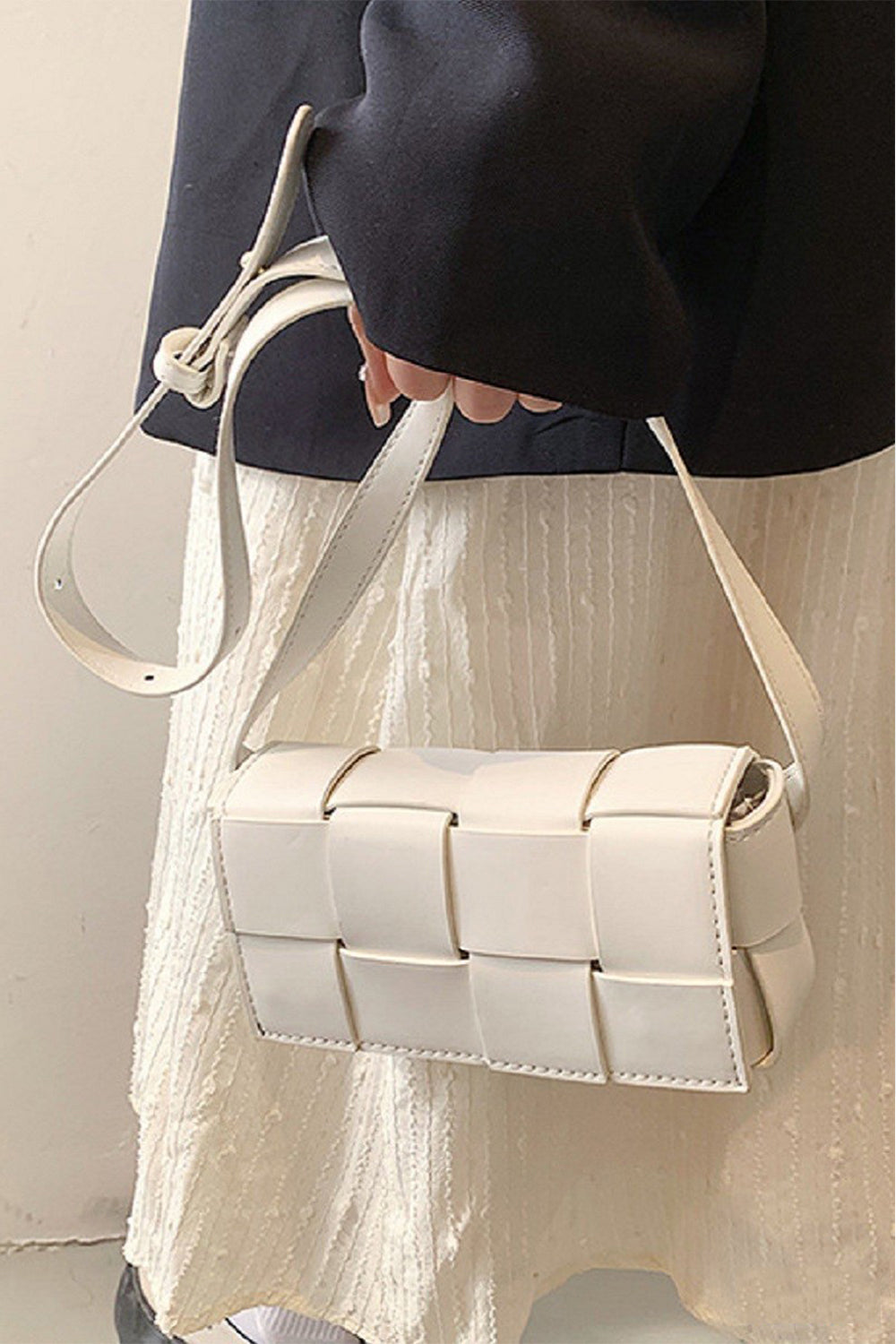 Zenana Vegan Leather Woven Crossbody Bag-Stay Foxy Boutique, Florissant, Missouri
