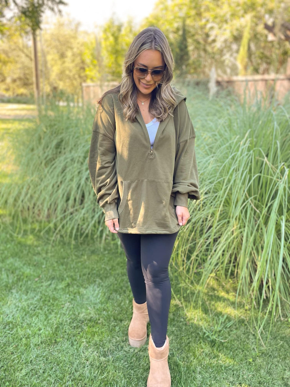 Hendrick Half Zip Hoodie in Nine Colors-Womens-Stay Foxy Boutique, Florissant, Missouri