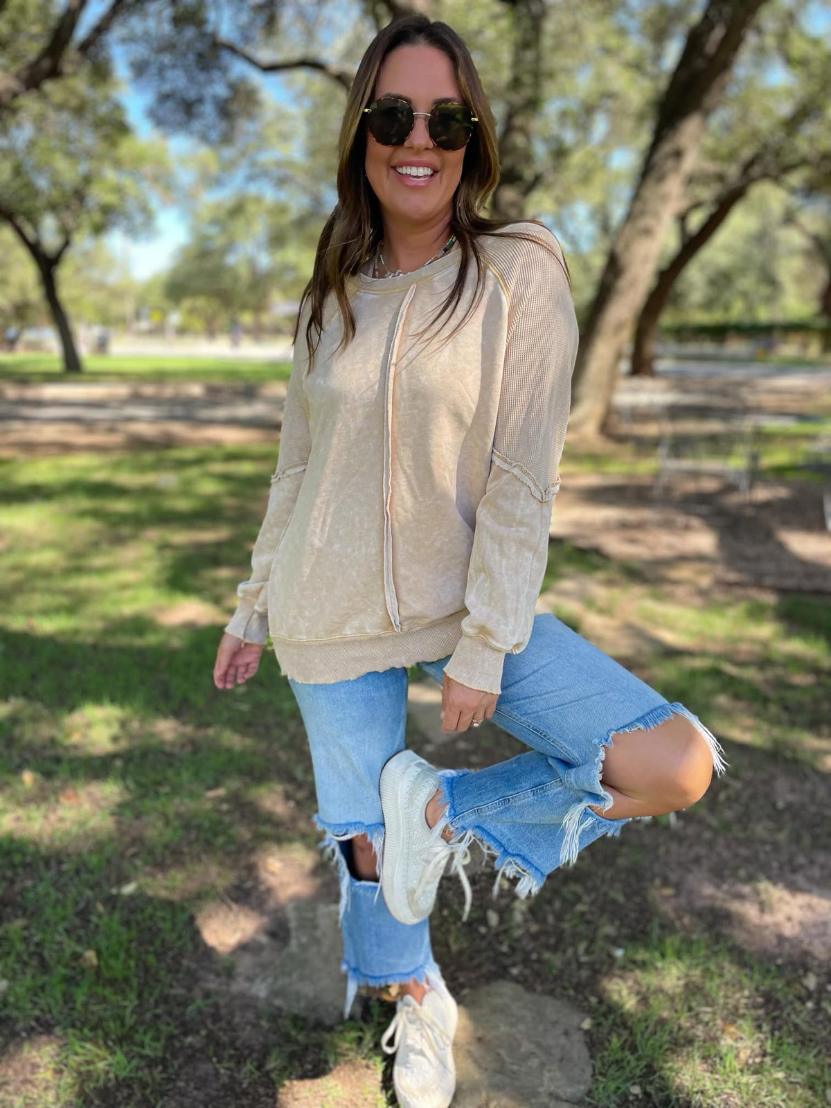 PREORDER: Best Selling Elliott Exposed Seam Sweatshirt in Five Colors-Womens-Stay Foxy Boutique, Florissant, Missouri