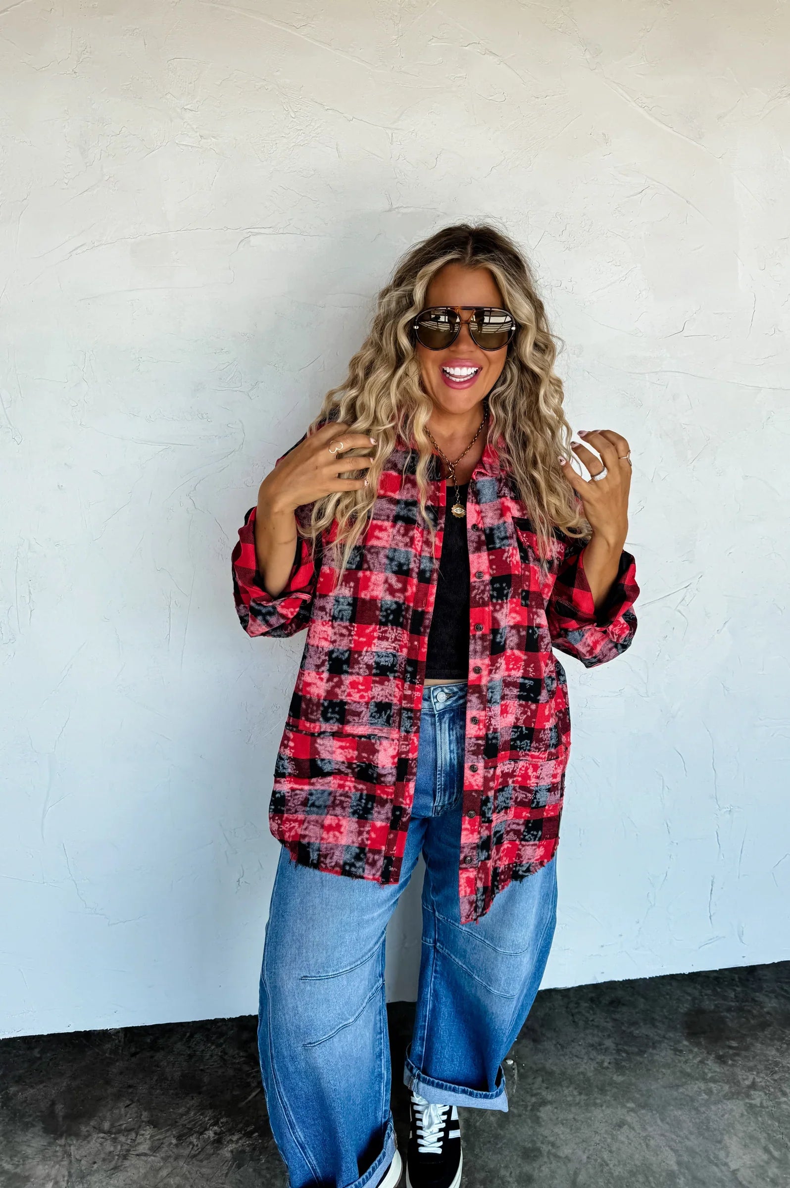 PREORDER: Juniper Bleached Plaid Top-Womens-Stay Foxy Boutique, Florissant, Missouri