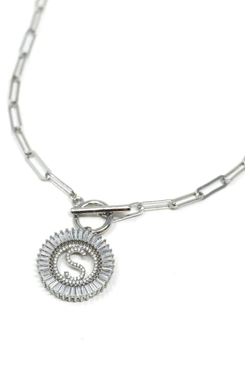 Paperclip Chain Radiant Initial Necklace-Womens-Stay Foxy Boutique, Florissant, Missouri