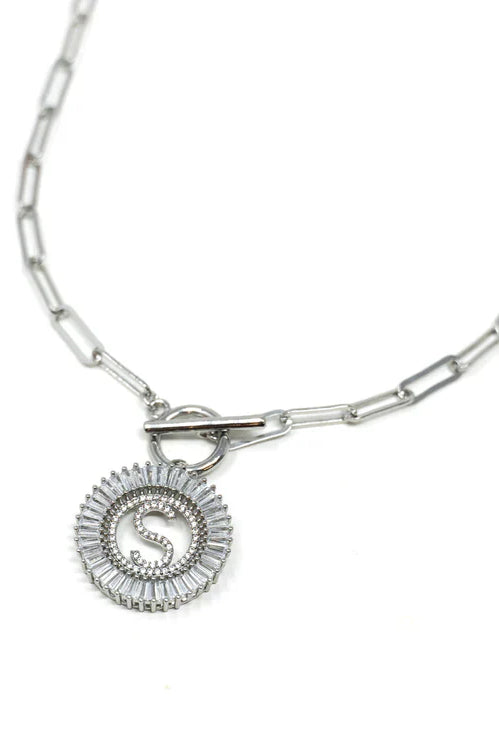 Paperclip Chain Radiant Initial Necklace-Womens-Stay Foxy Boutique, Florissant, Missouri