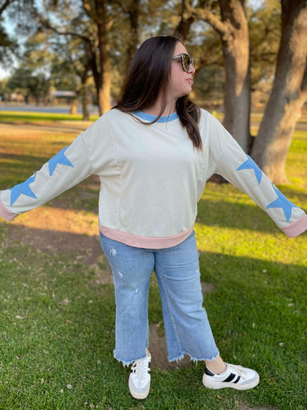 Lucky Star Sweatshirt in Three Colors-Womens-Stay Foxy Boutique, Florissant, Missouri