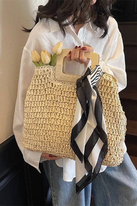 Straw Woven Handbag-Stay Foxy Boutique, Florissant, Missouri
