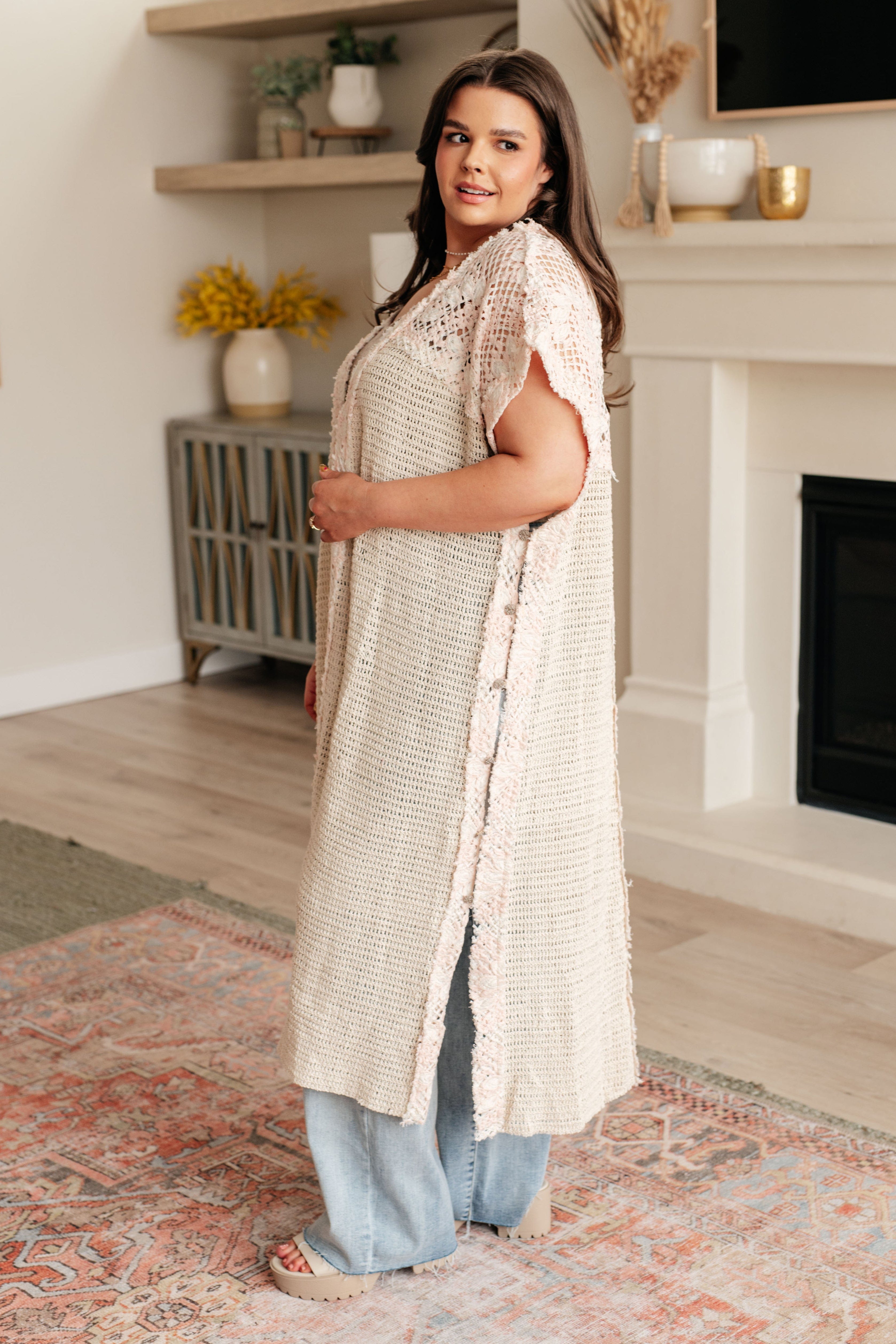 A Little Defiant Crochet Duster Kimono -5/2/2024-Layers-Stay Foxy Boutique, Florissant, Missouri