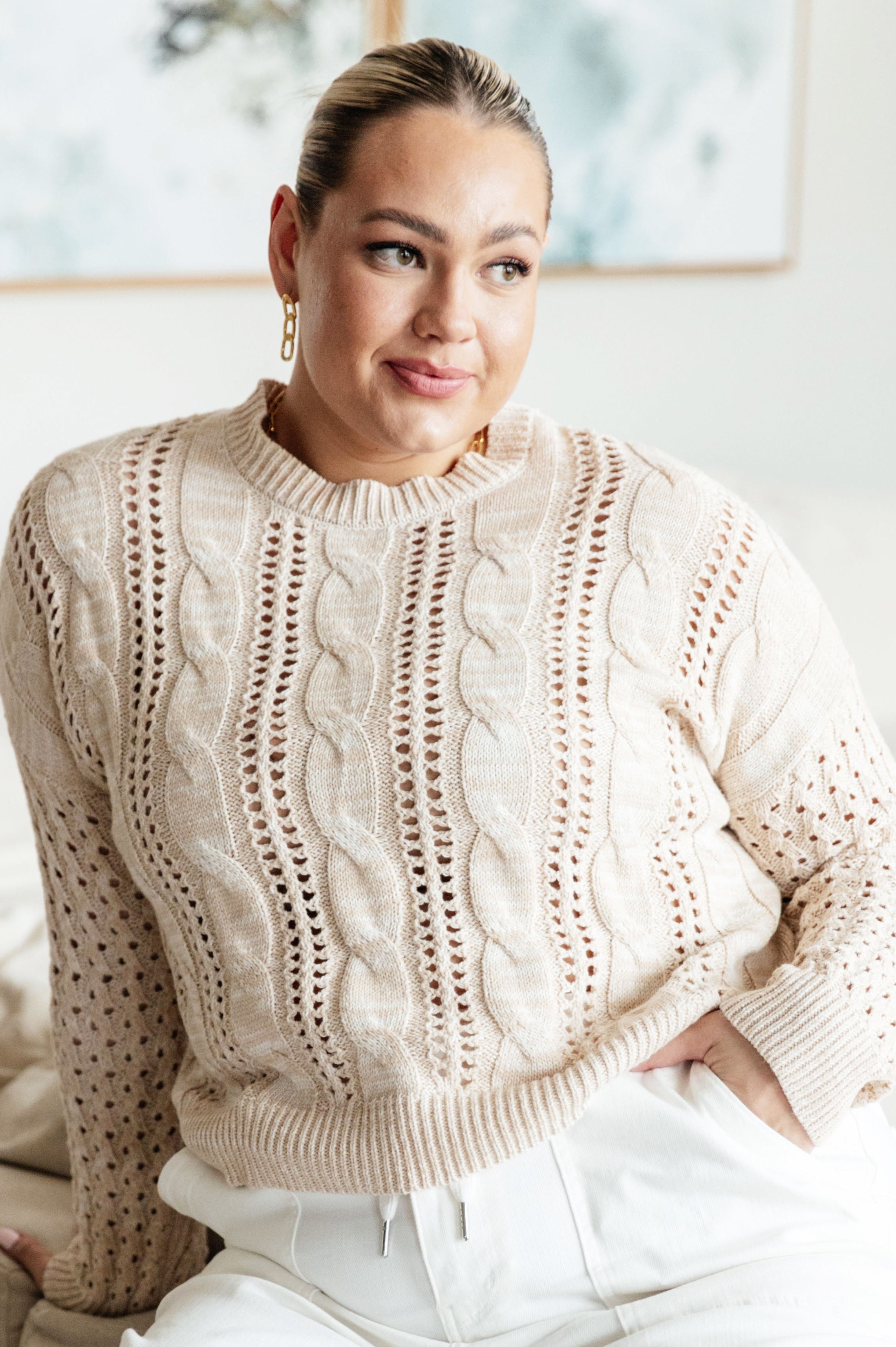 A Note of Thanks Cable Knit Sweater-Tops-Stay Foxy Boutique, Florissant, Missouri