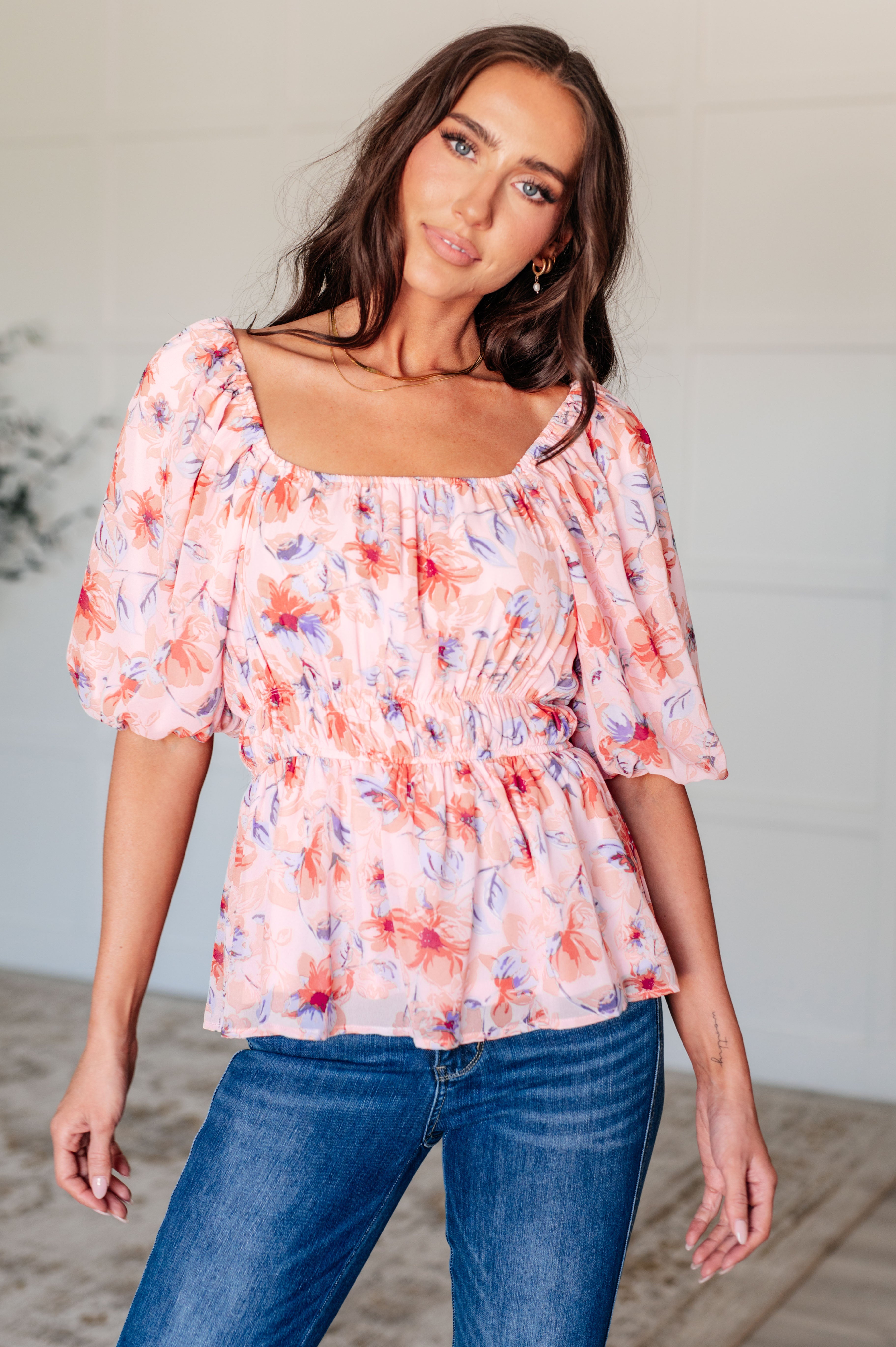 A Powerful Force Square Neck Balloon Sleeve Blouse-Tops-Stay Foxy Boutique, Florissant, Missouri
