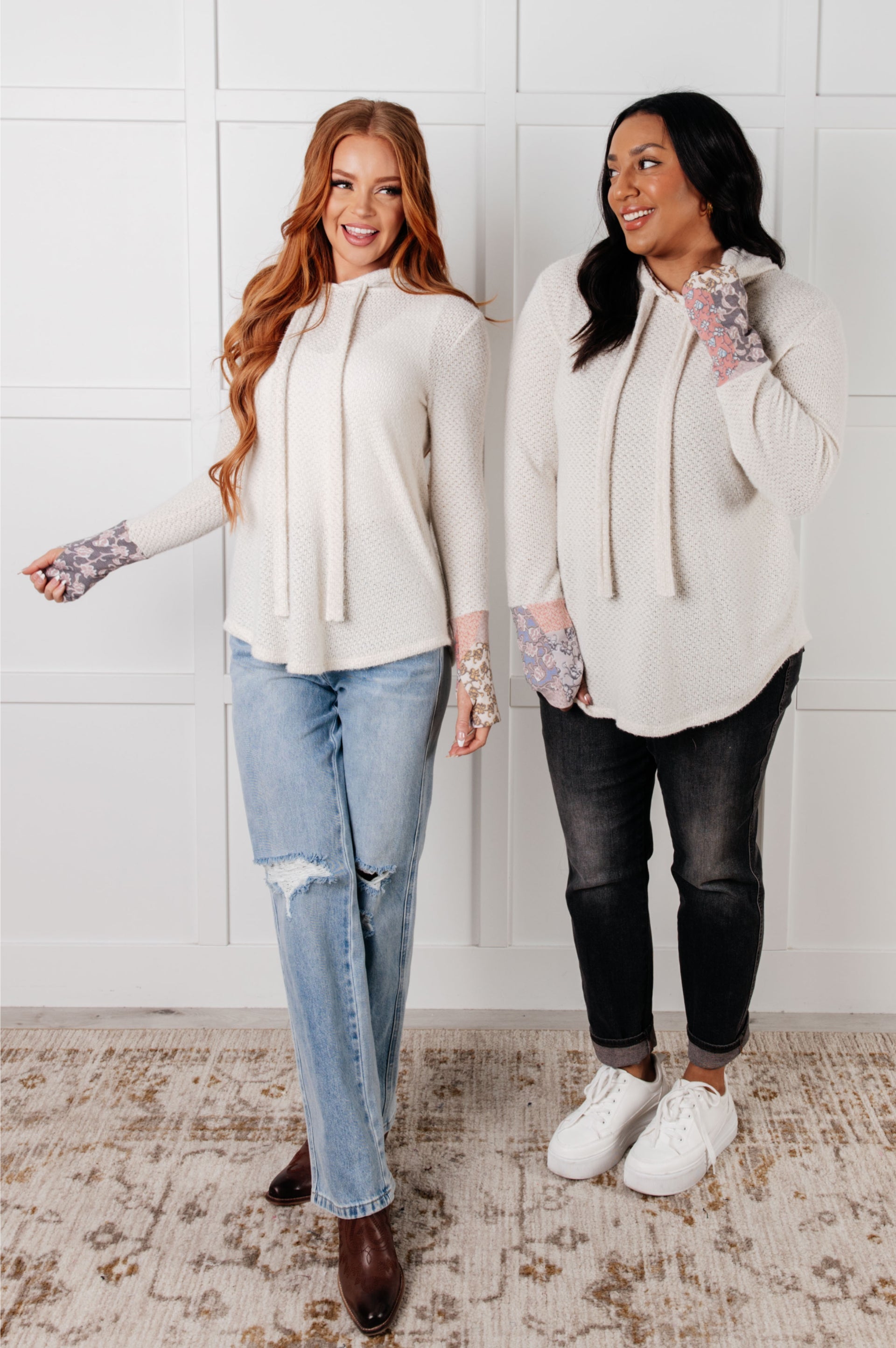 A Tad Chilly Waffle Knit Hoodie-Tops-Stay Foxy Boutique, Florissant, Missouri