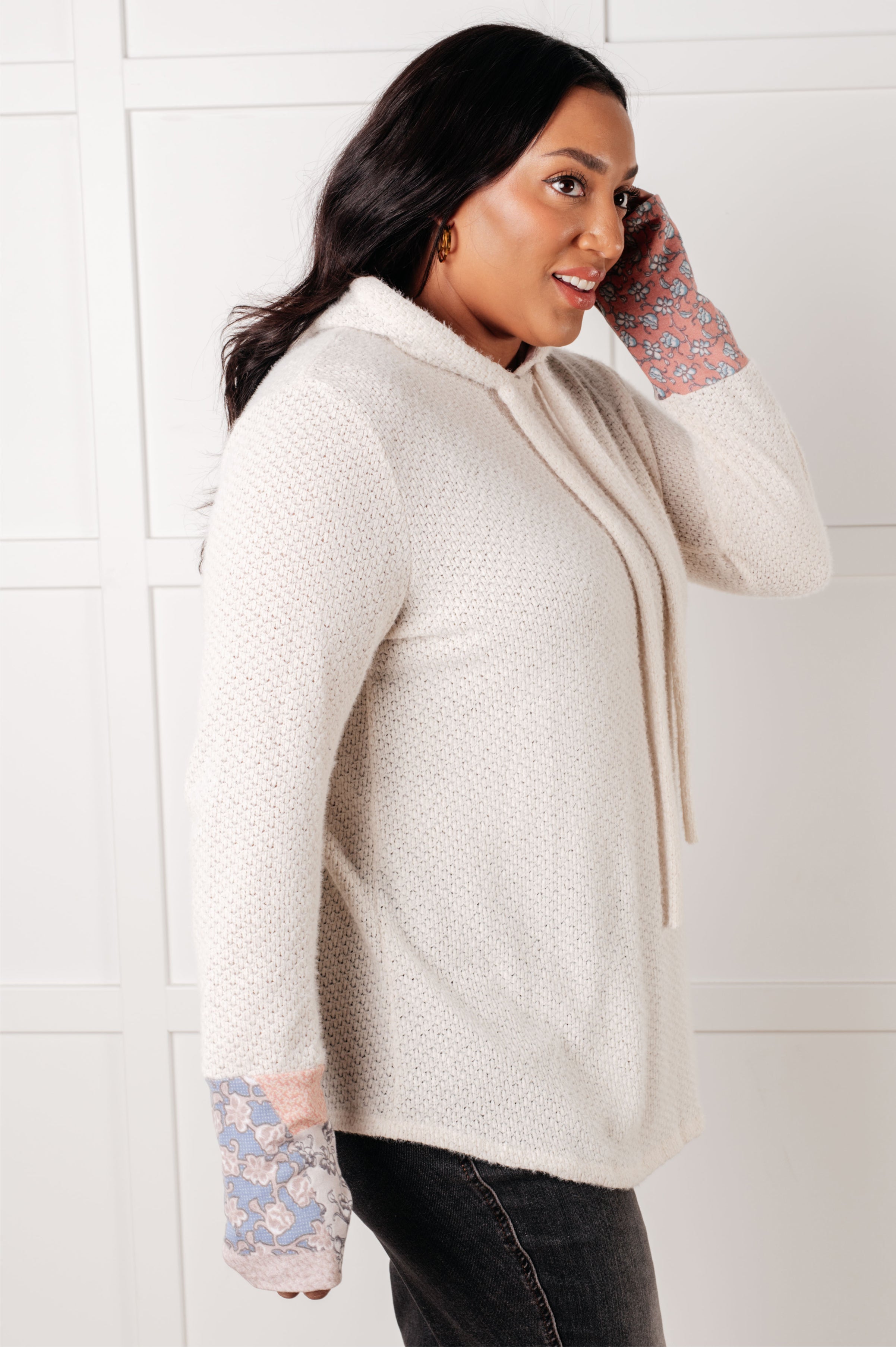 A Tad Chilly Waffle Knit Hoodie-Tops-Stay Foxy Boutique, Florissant, Missouri