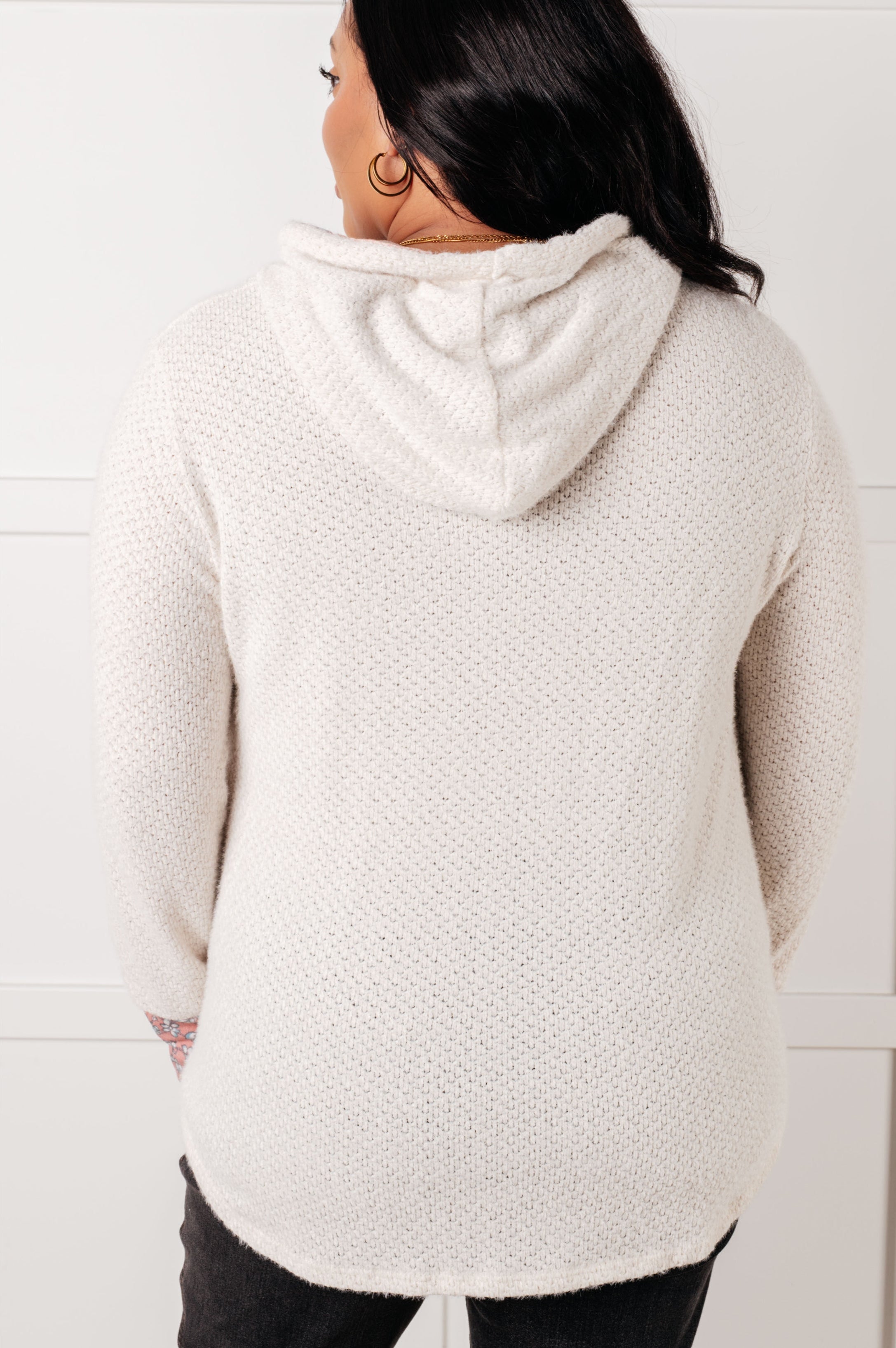 A Tad Chilly Waffle Knit Hoodie-Tops-Stay Foxy Boutique, Florissant, Missouri