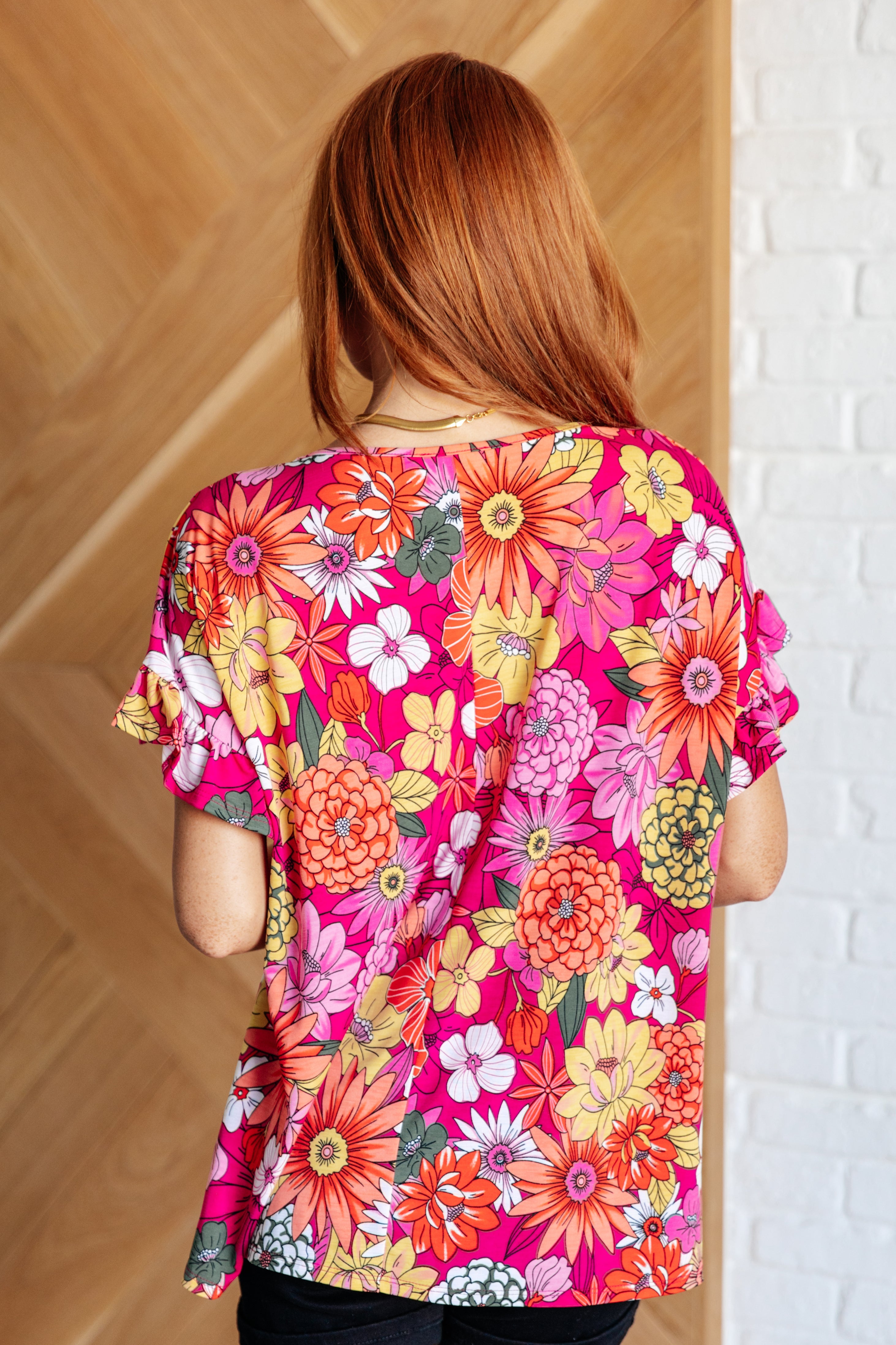 Flit About Floral Top in Pink-Womens-Stay Foxy Boutique, Florissant, Missouri
