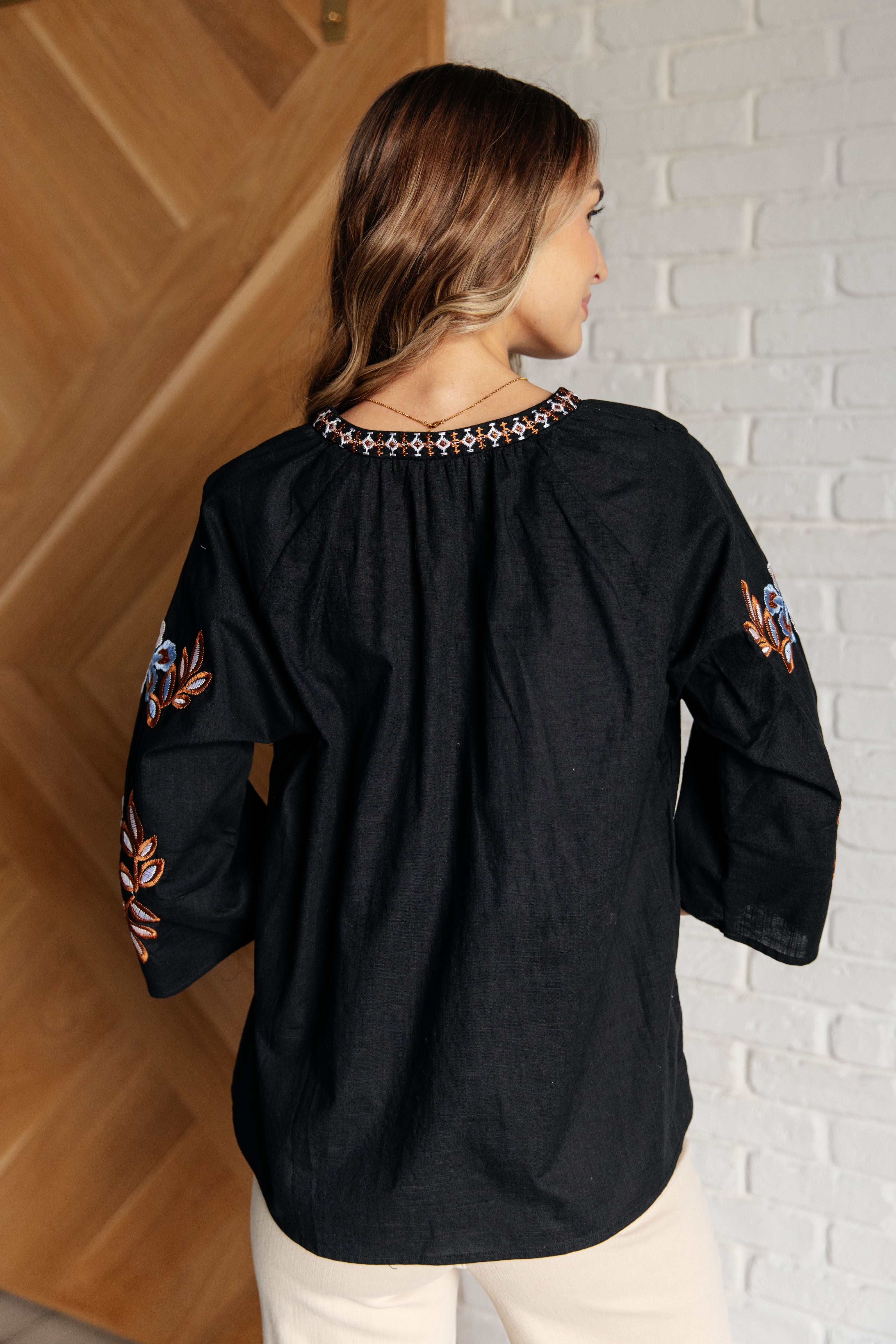 All In Me Embroidered V-Neck Blouse-Blouses-Stay Foxy Boutique, Florissant, Missouri