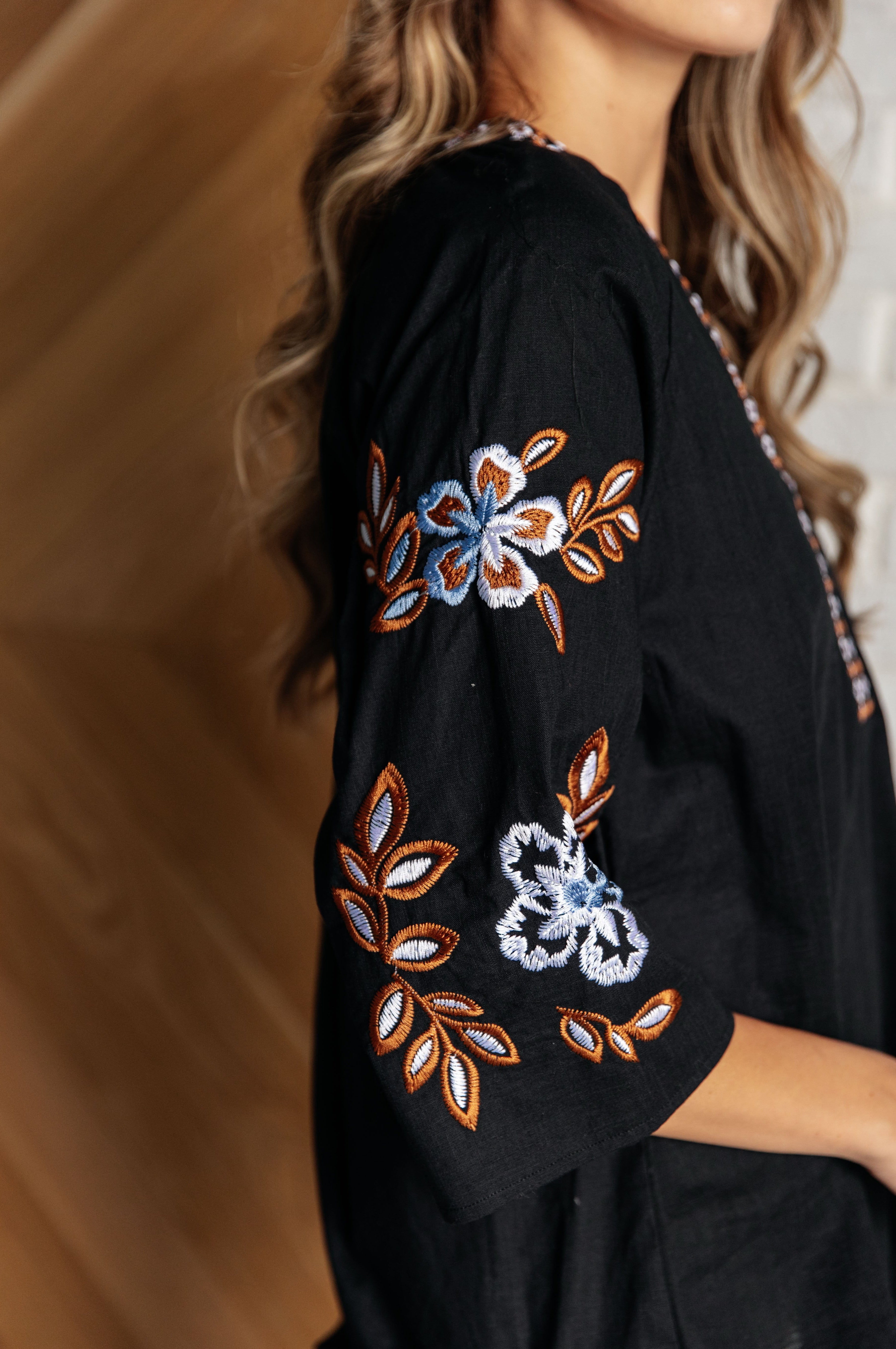 All In Me Embroidered V-Neck Blouse-Blouses-Stay Foxy Boutique, Florissant, Missouri