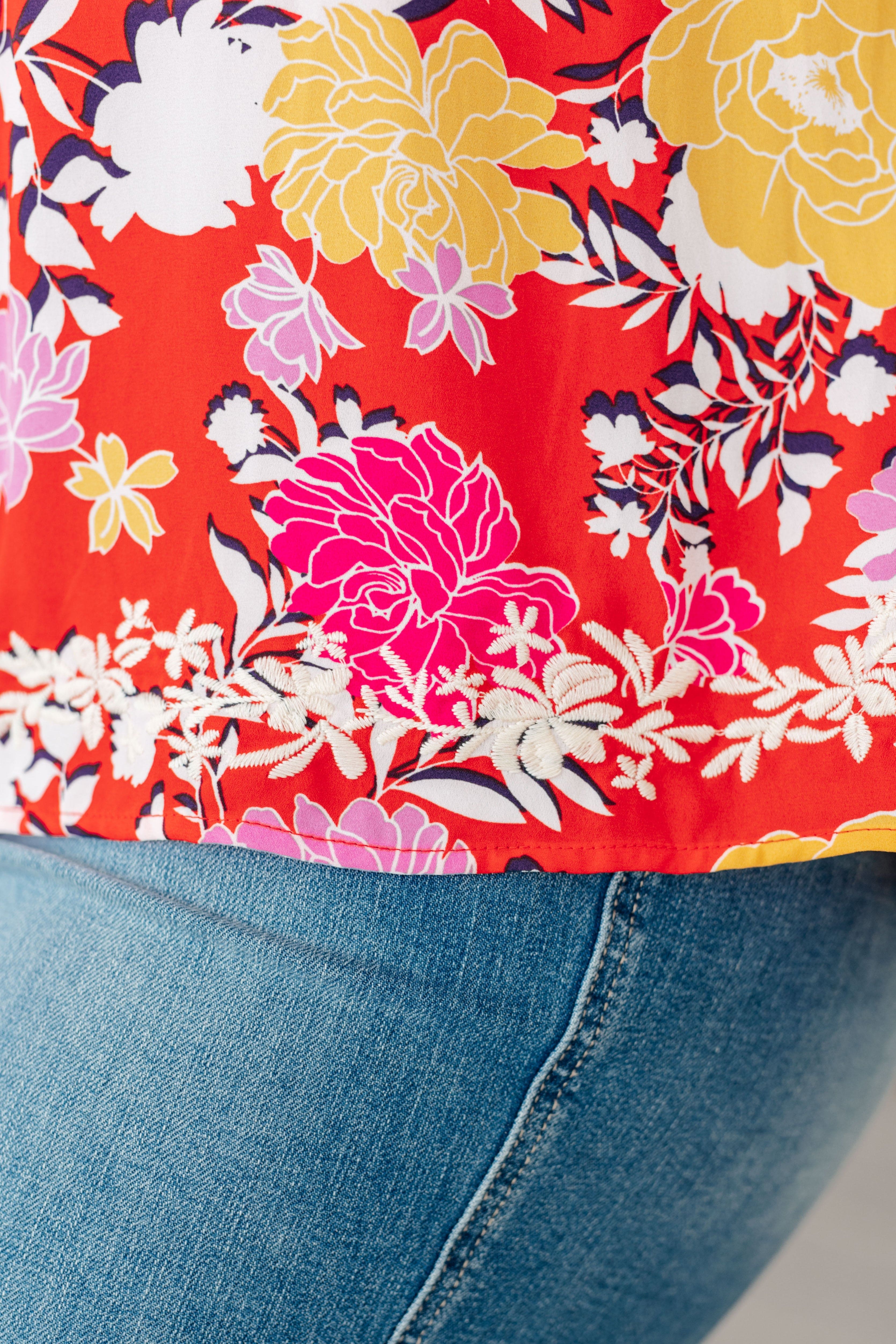 Among The Flowers Floral Top-Tops-Stay Foxy Boutique, Florissant, Missouri