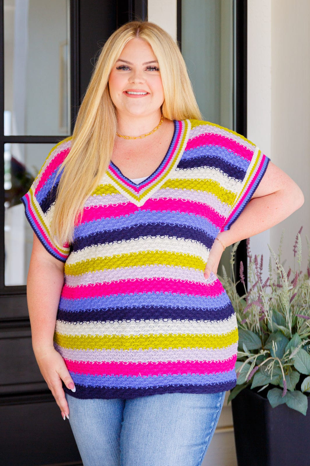 Another One V-Neck Striped Top-Tops-Stay Foxy Boutique, Florissant, Missouri