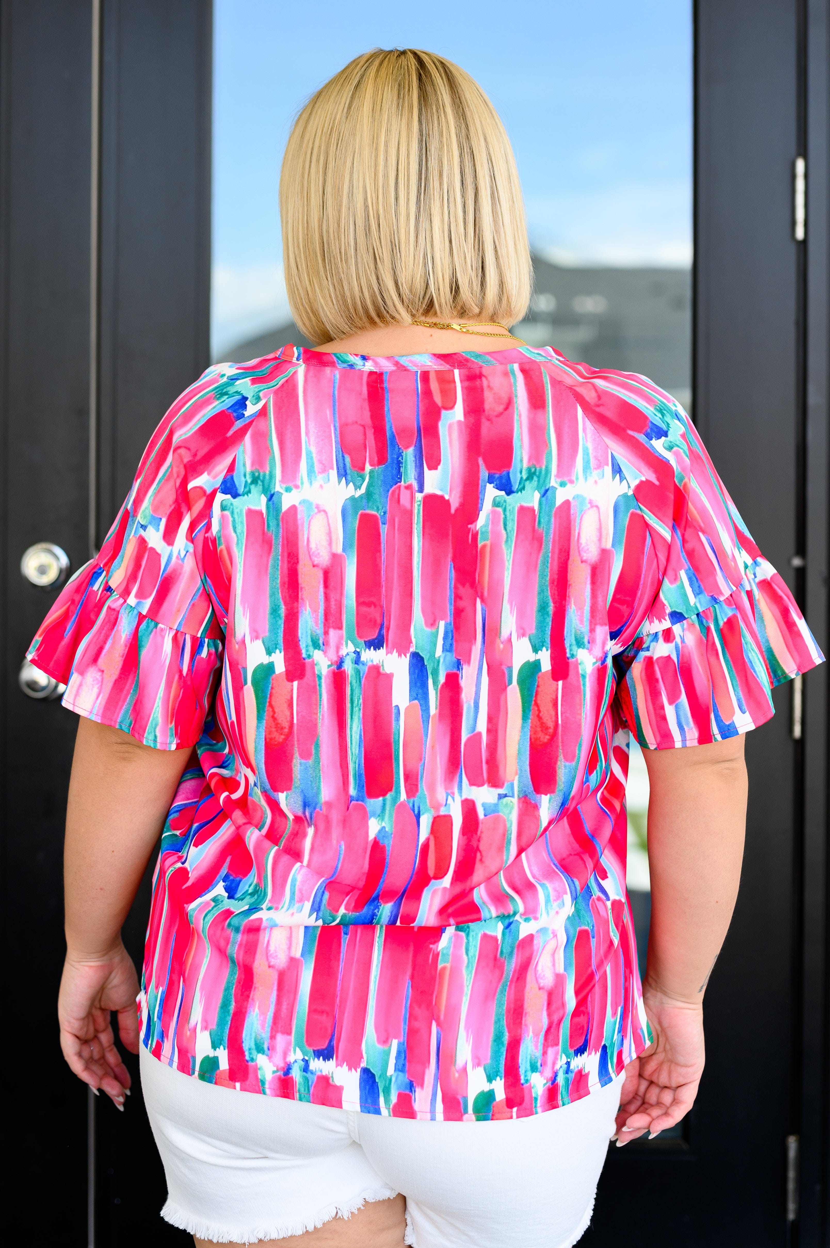 Art Exhibit V-Neck Blouse-Tops-Stay Foxy Boutique, Florissant, Missouri