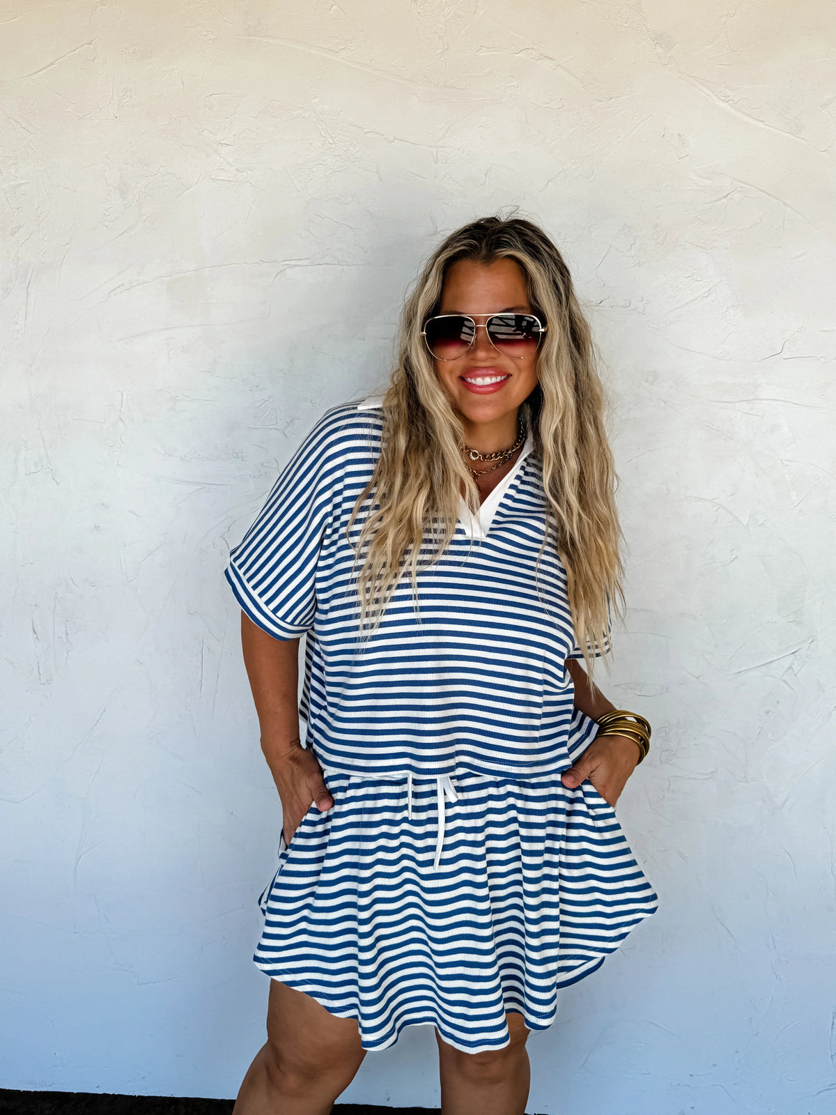 PREORDER: Harbor Stripe Skort Set in Two Colors-Womens-Stay Foxy Boutique, Florissant, Missouri