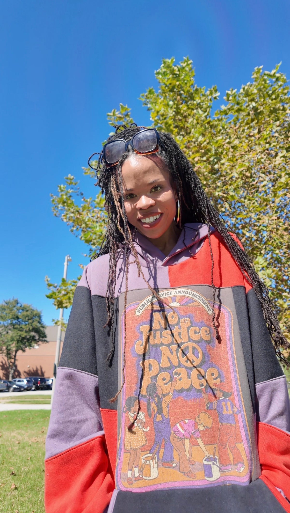 No Justice Patchwork Hoodie | STAY Bold 2 Scoops-Stay Foxy Boutique, Florissant, Missouri