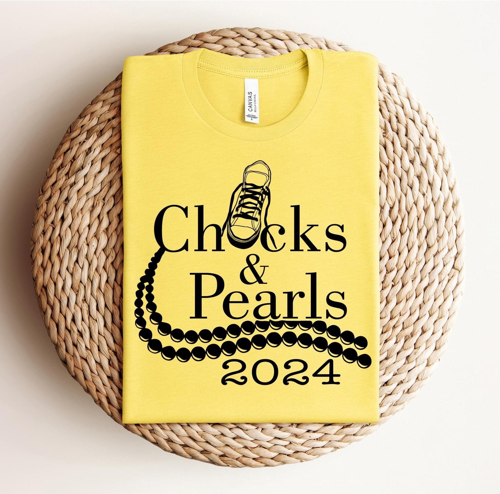 Chucks and Pearls Black Graphic T shirt-Graphic T-Stay Foxy Boutique, Florissant, Missouri