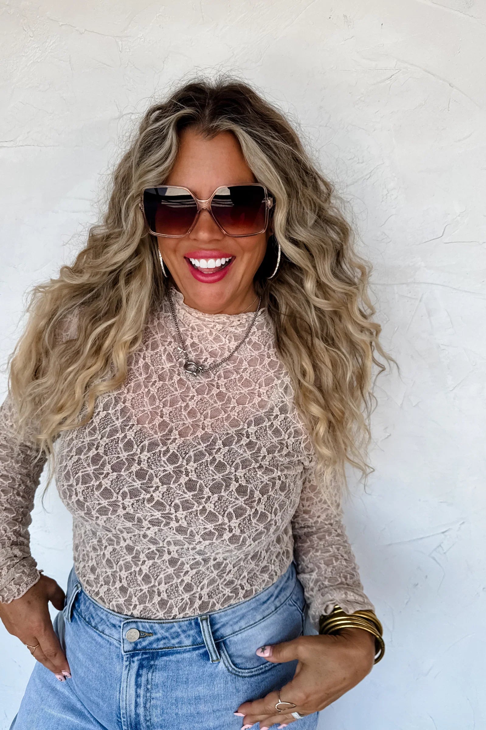 PREORDER: Jolie Lace Thumbhole Top-Womens-Stay Foxy Boutique, Florissant, Missouri