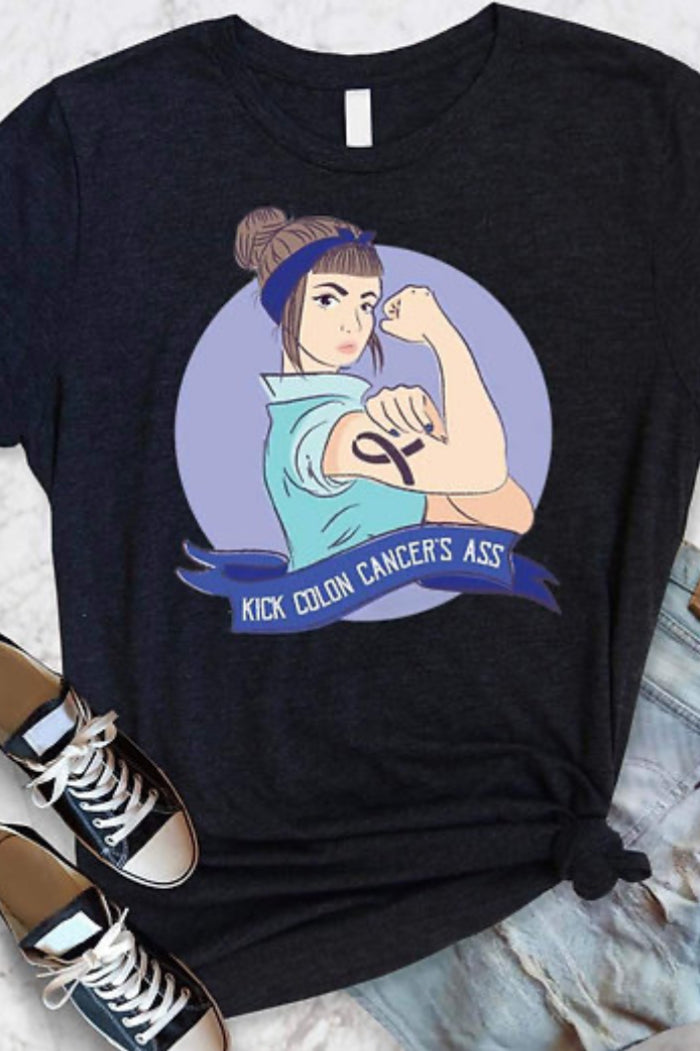 Kick Colon Cancer Graphic T-Graphic T-Stay Foxy Boutique, Florissant, Missouri