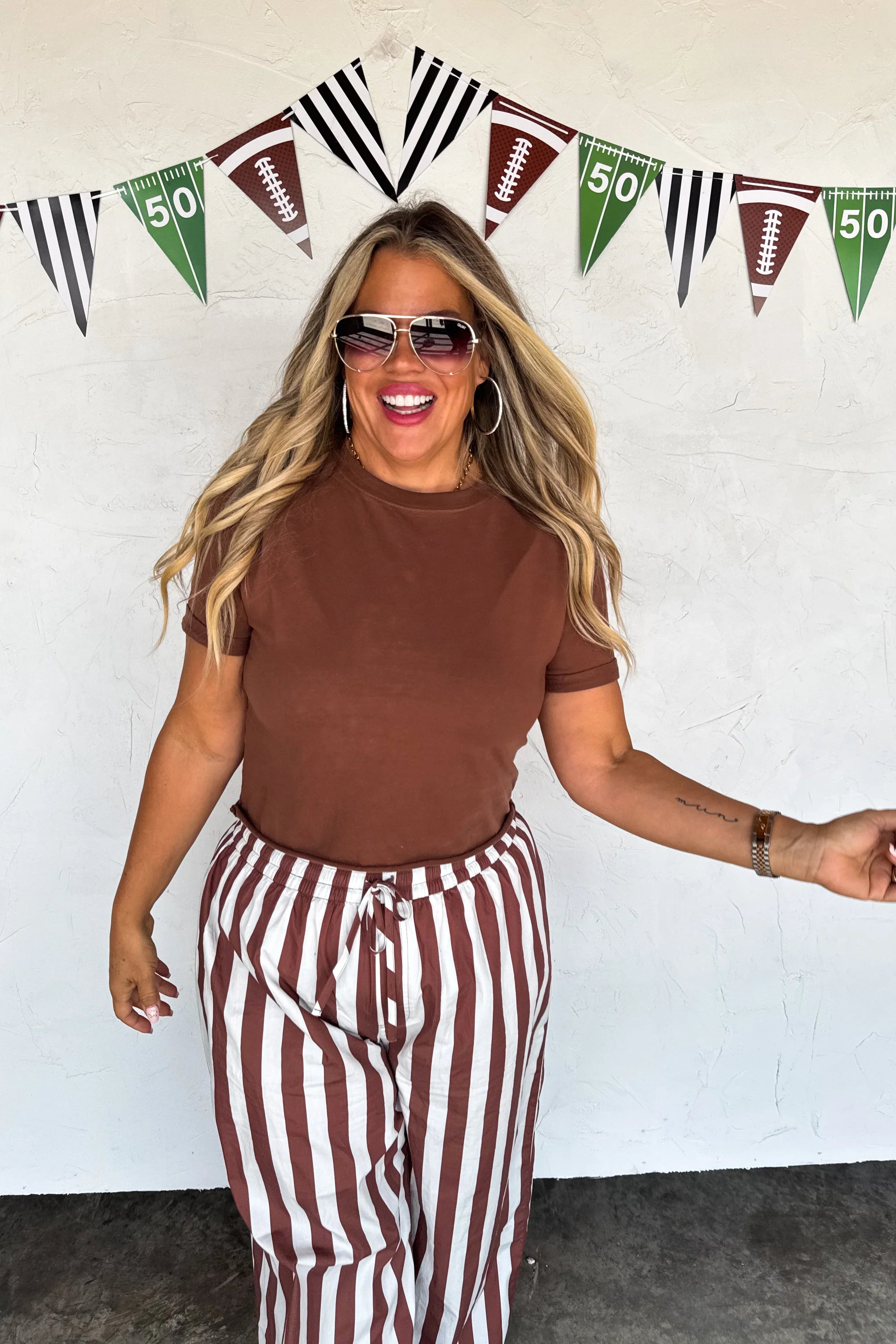 PREORDER: Tailgate Stripe Boxer Pants-Womens-Stay Foxy Boutique, Florissant, Missouri