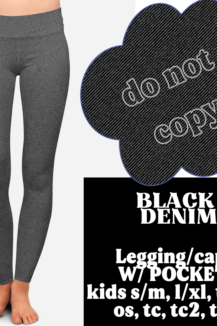 BLACK DENIM- DENIM PATTERN RUN - LEGGING/CAPRI-Stay Foxy Boutique, Florissant, Missouri