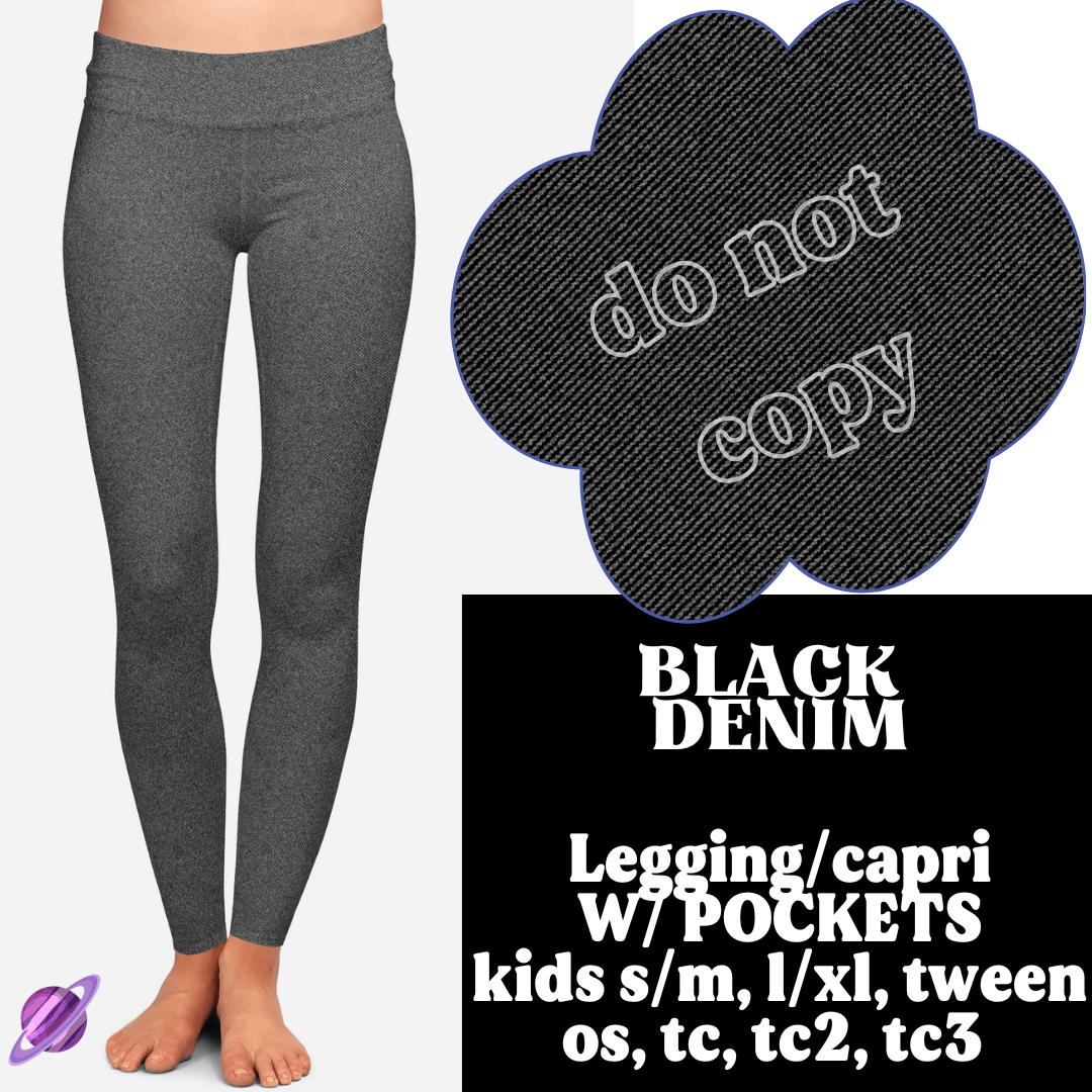BLACK DENIM- DENIM PATTERN RUN - LEGGING/CAPRI-Stay Foxy Boutique, Florissant, Missouri