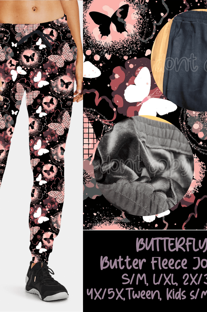 BUTTERFLY - BUTTER FLEECE LINED UNISEX JOGGERS-Joggers-Stay Foxy Boutique, Florissant, Missouri