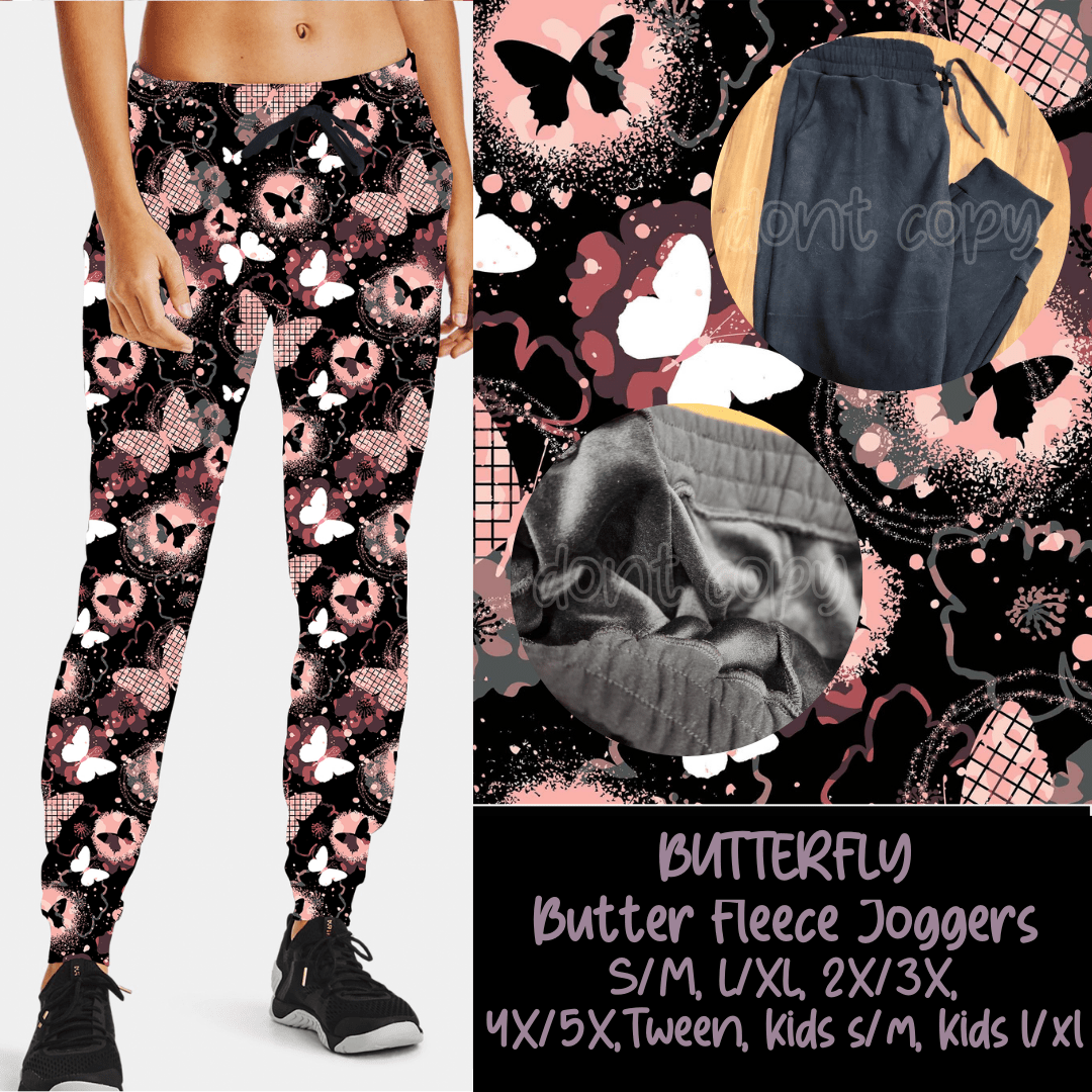 BUTTERFLY - BUTTER FLEECE LINED UNISEX JOGGERS-Joggers-Stay Foxy Boutique, Florissant, Missouri