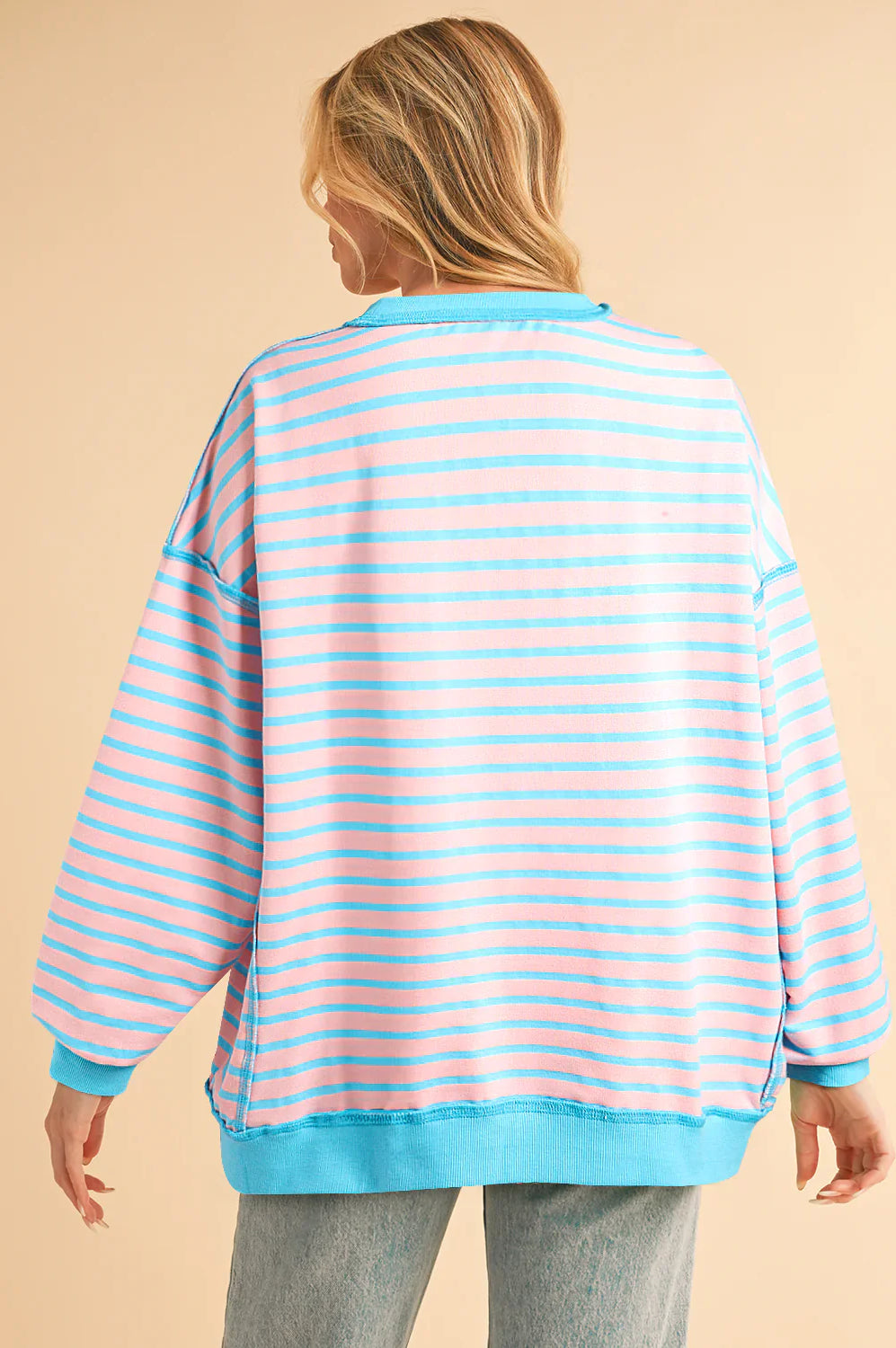 Color Clash Drop Shoulder Long Sleeve-Womens-Stay Foxy Boutique, Florissant, Missouri