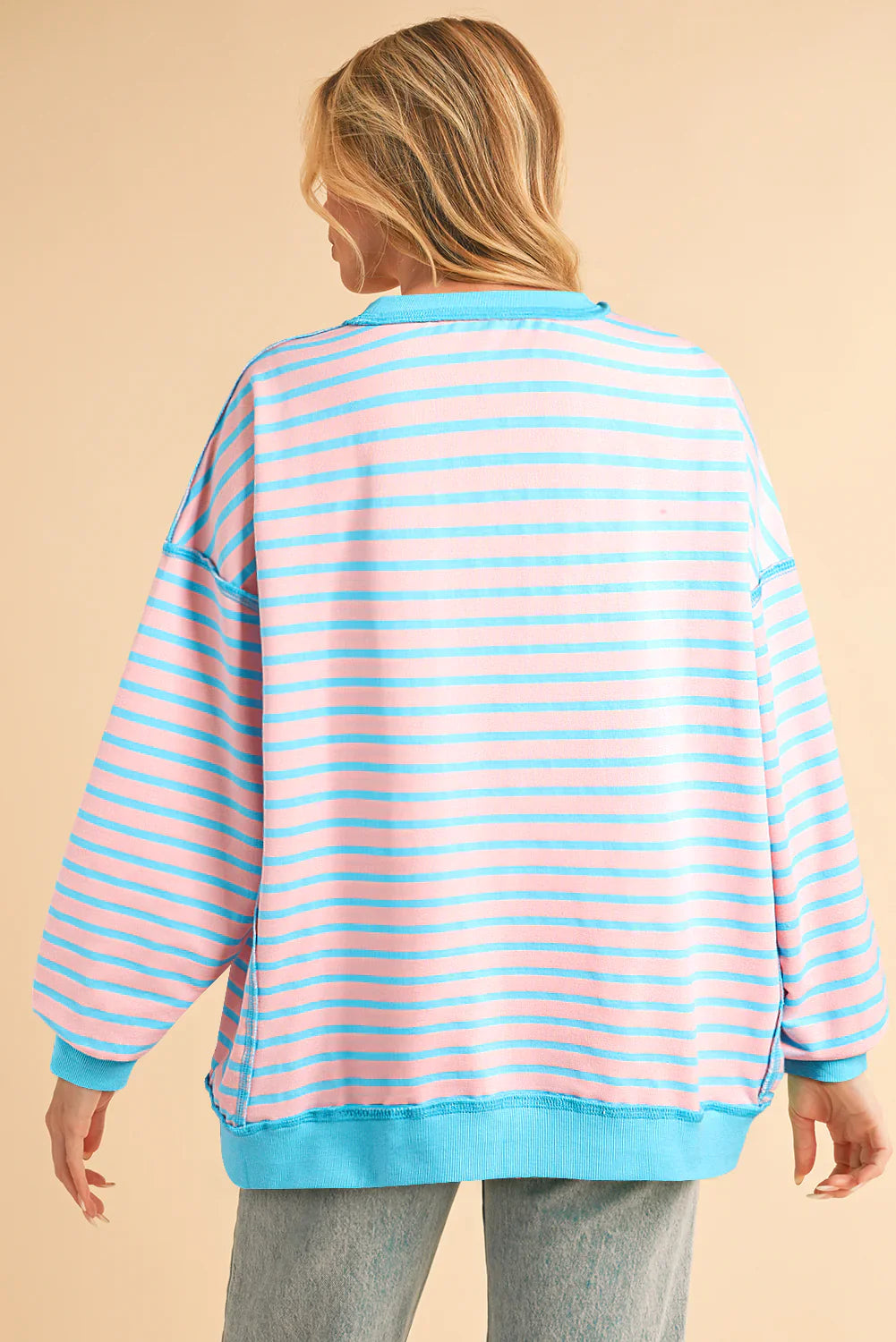Color Clash Drop Shoulder Long Sleeve-Womens-Stay Foxy Boutique, Florissant, Missouri