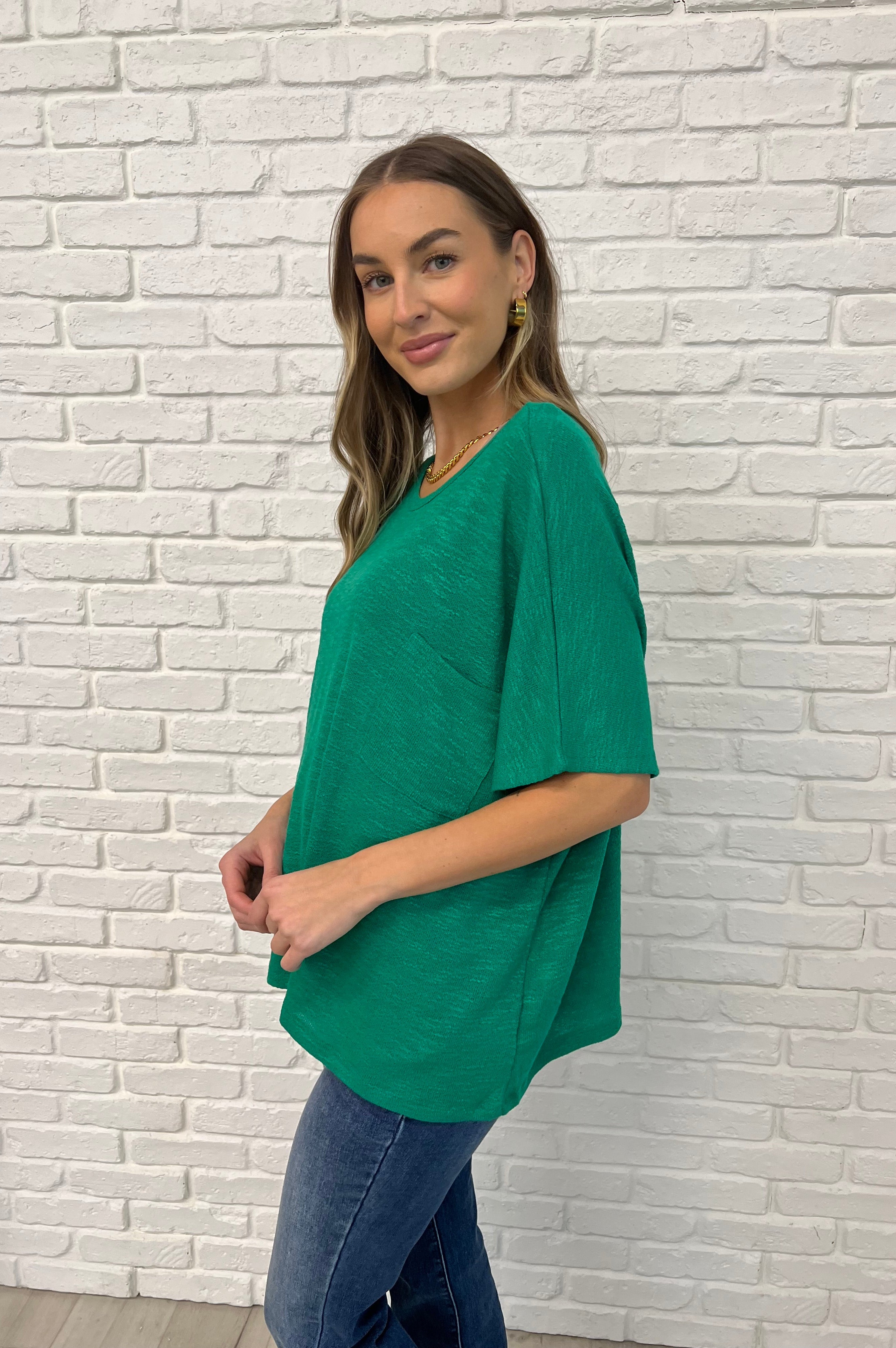Basically Flowing Dolman Sleeve Top in Kelly Green-Womens-Stay Foxy Boutique, Florissant, Missouri
