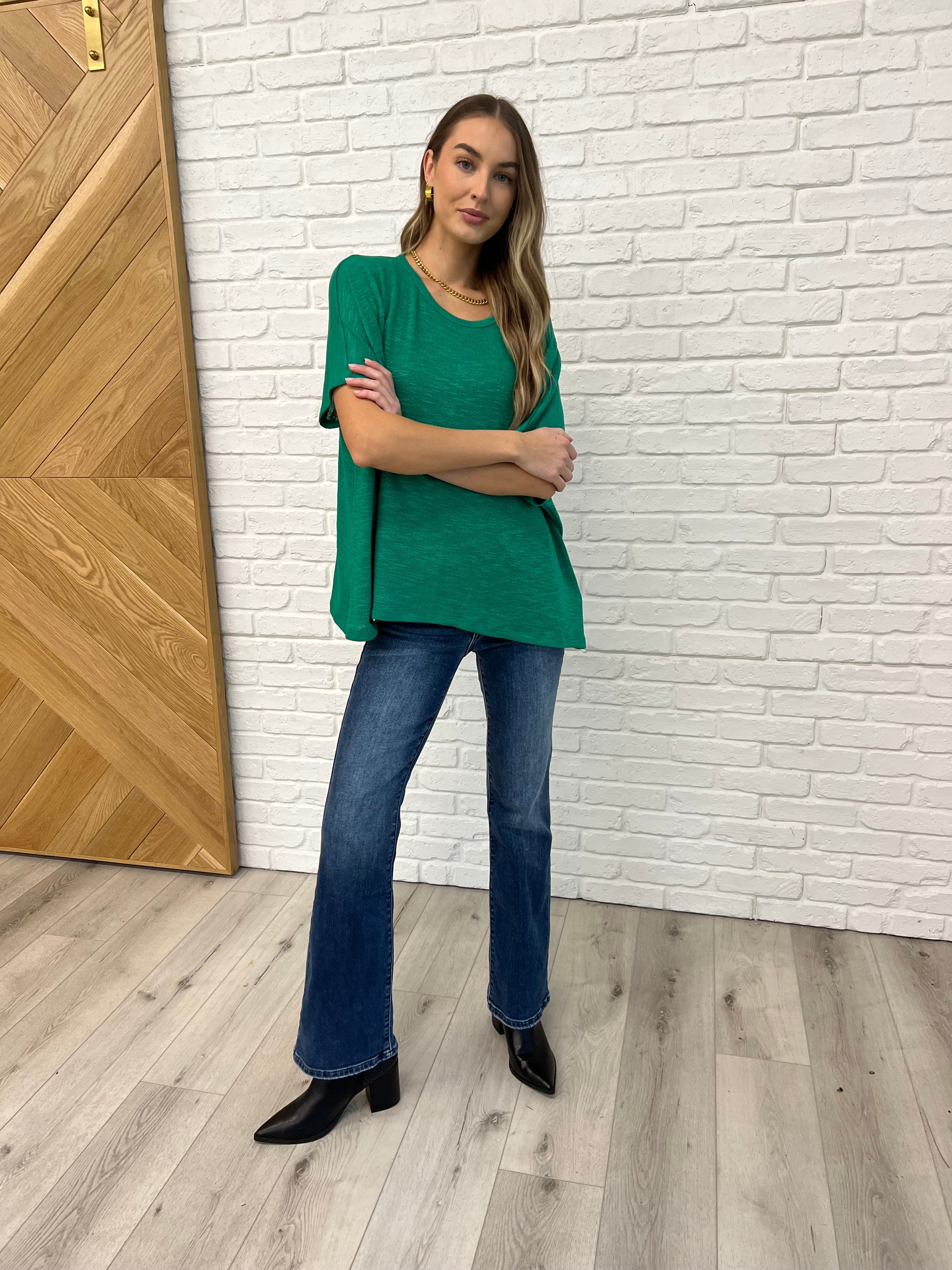 Basically Flowing Dolman Sleeve Top in Kelly Green-Womens-Stay Foxy Boutique, Florissant, Missouri