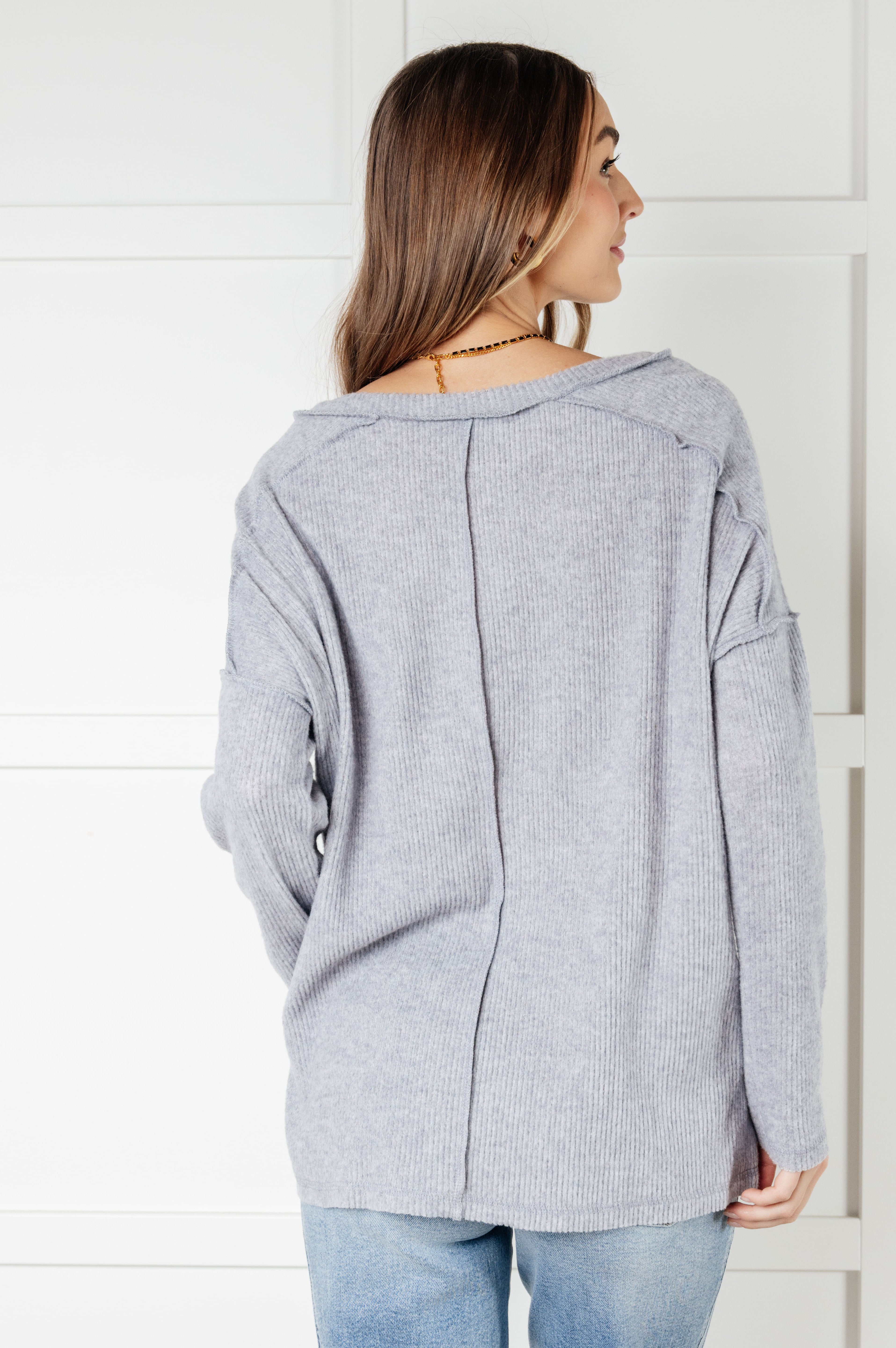 Basically Freezing Brushed Hacci Top in Heather Grey-Tops-Stay Foxy Boutique, Florissant, Missouri