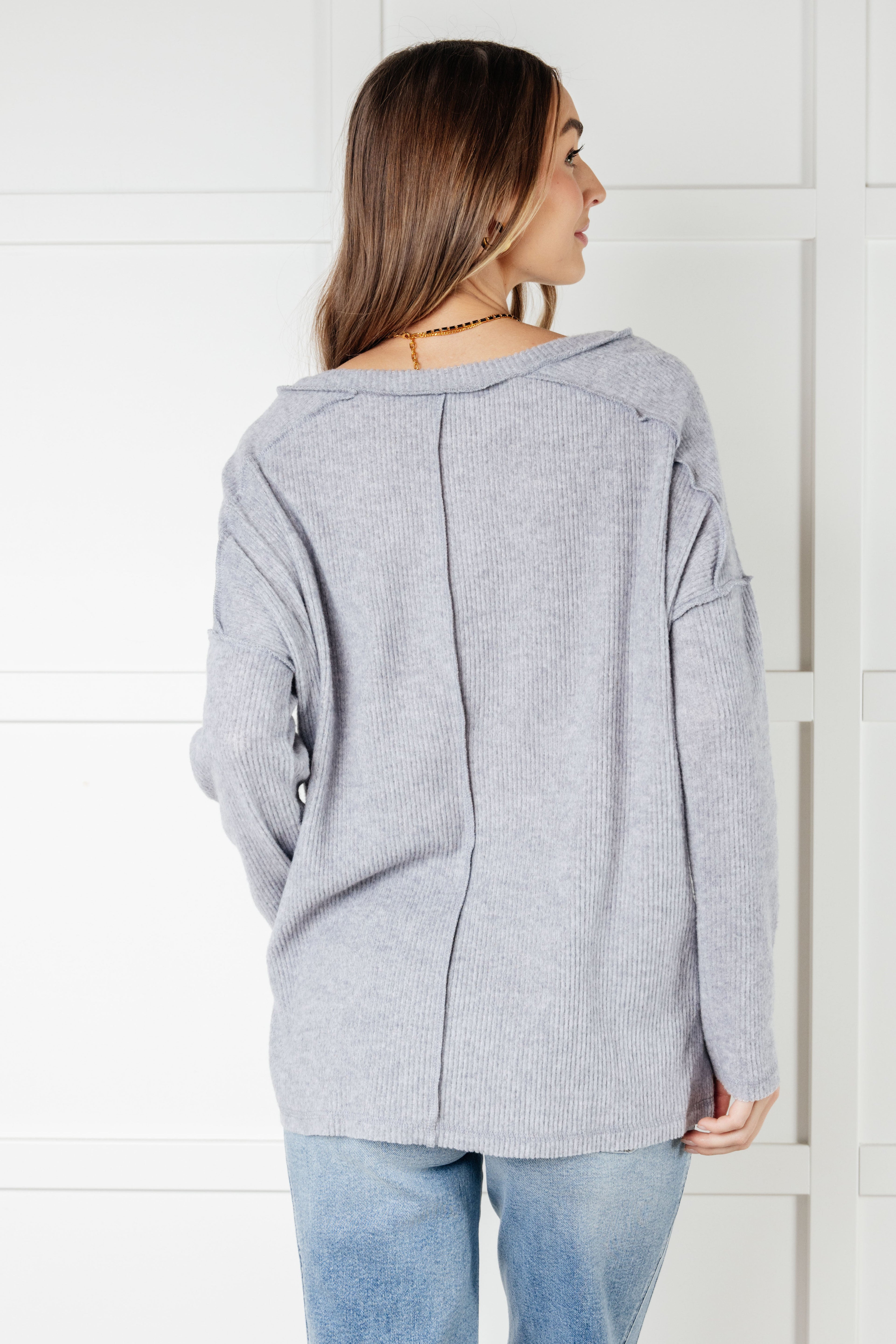 Basically Freezing Brushed Hacci Top in Heather Grey-Tops-Stay Foxy Boutique, Florissant, Missouri